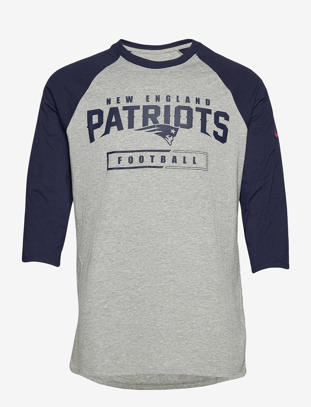 NIKE Fan Gear - New England Patriots Nike Wordmark Football All 3/4-Sleeve - dark grey heather / college navy - 0