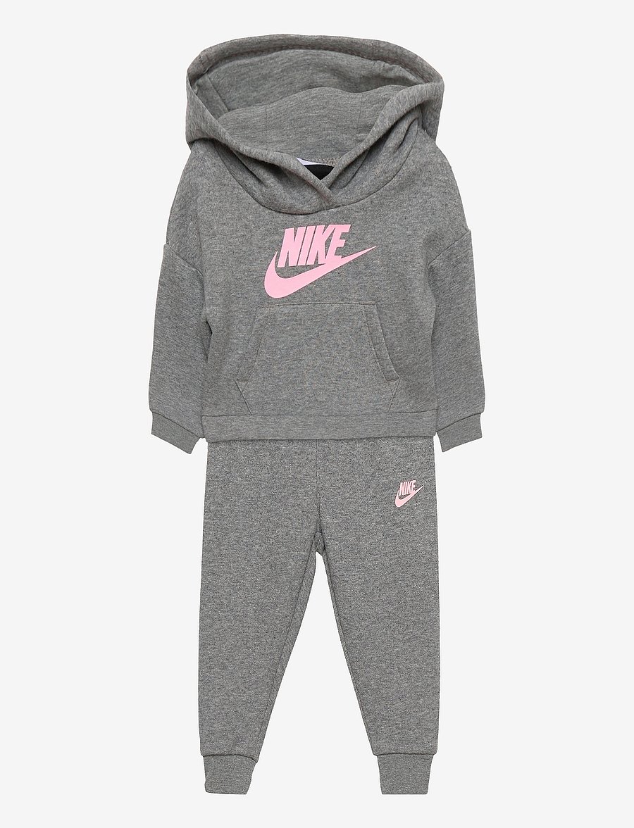Nike - NIKE CLUB FLEECE SET - carbon heather/pink logo - 0