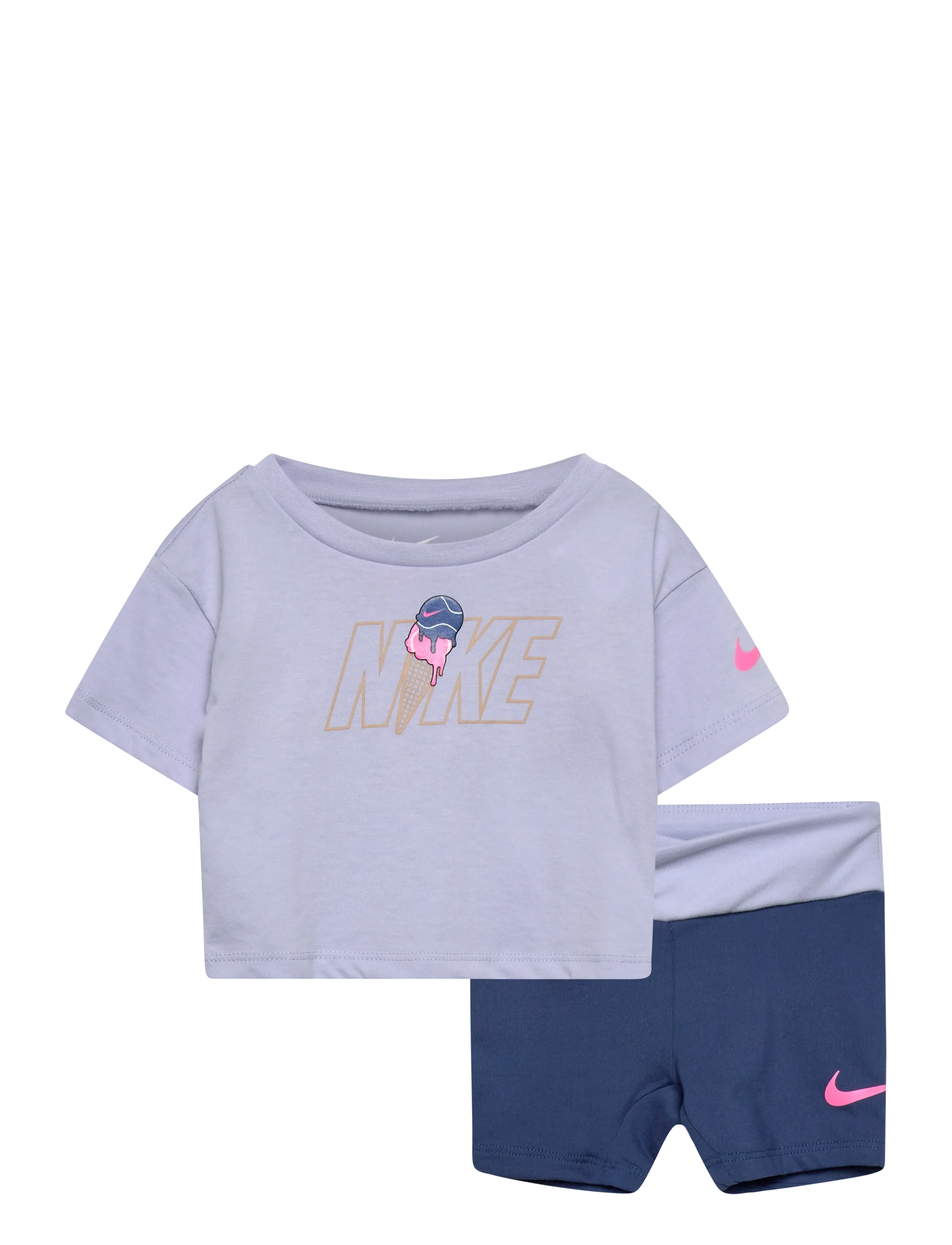 Nike Nike Tee & Crossover Bike Short, 80, Blue, Sport > Sæt Med Kortærmet T-Shirt, Børn
