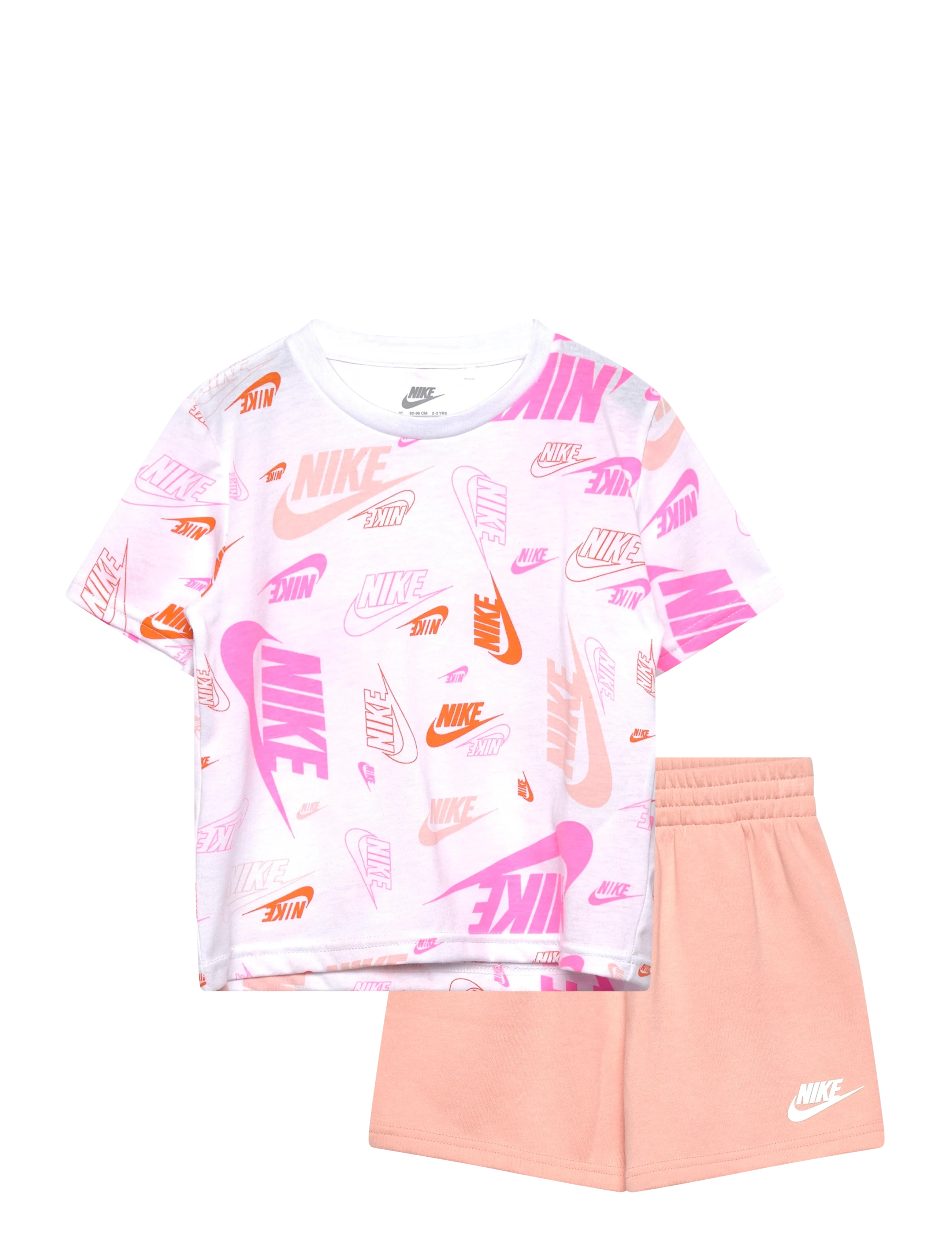 Nike Sportswear Top And Short, 116/122, Sport, Orange - Sets With Short-sleeved T-shirt, Kinder