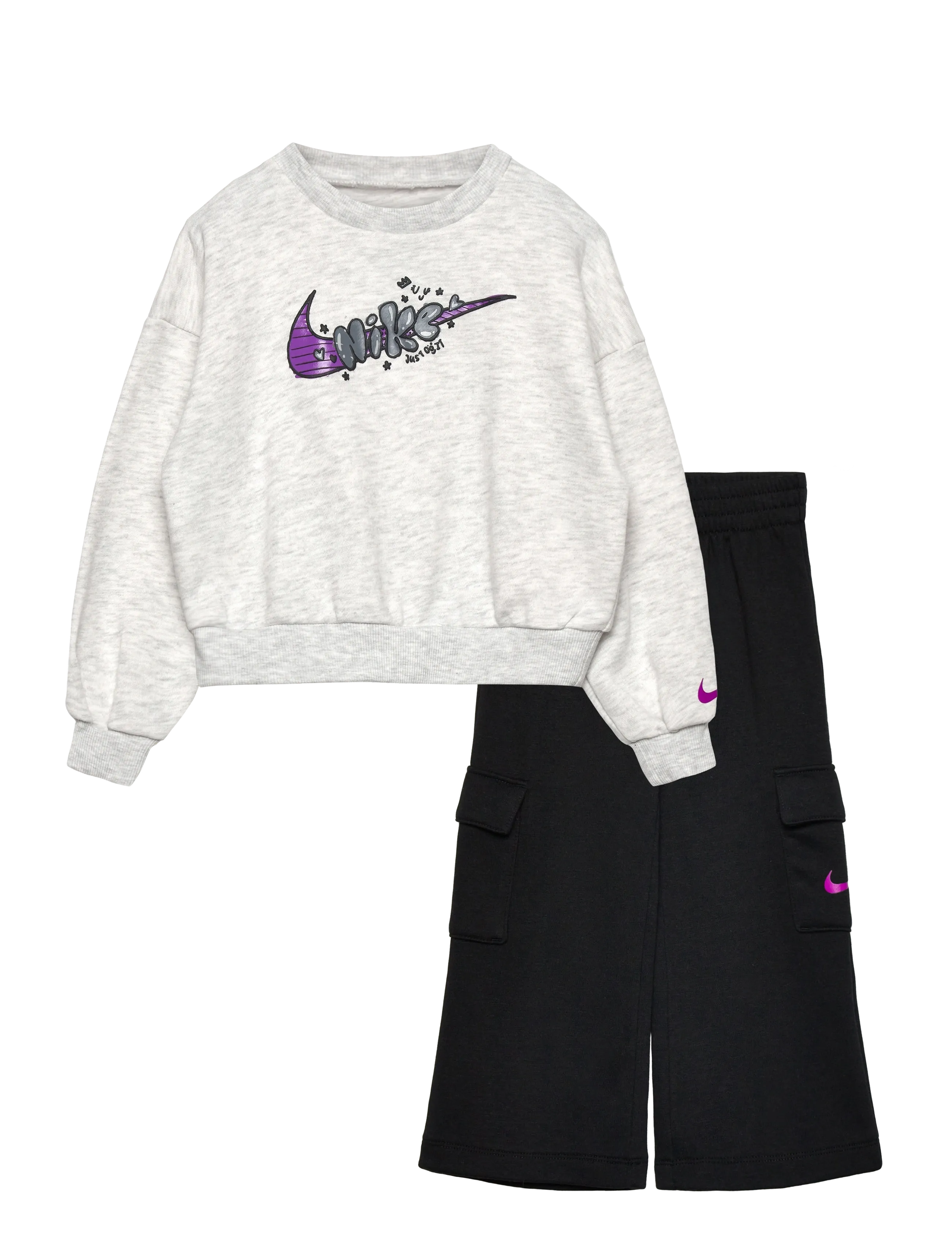 Nike Nike French Terry Pant Set, 116/122, Black, Sæt > Træningsdragter, Børn