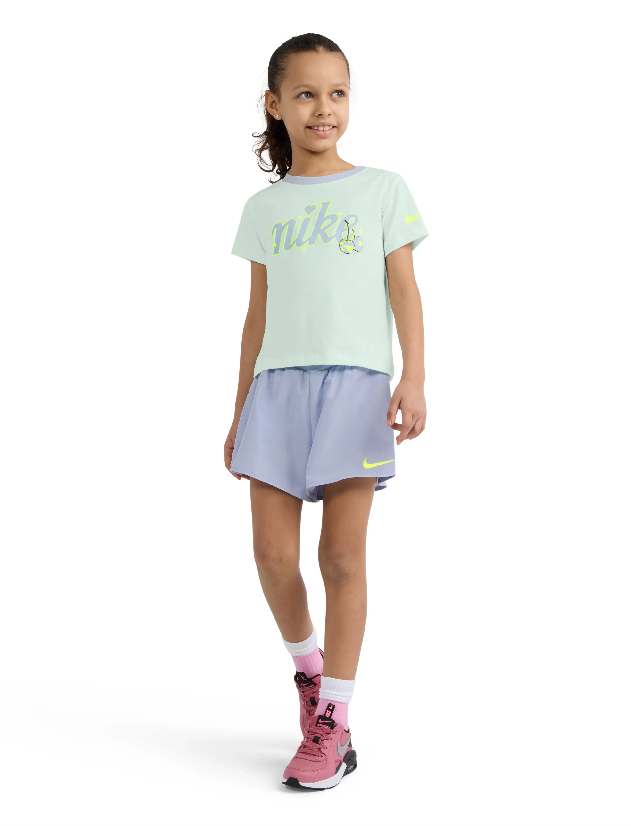 Nike Tee & Crossover Short Set, Børn, T-shirt Og Shorts Sæt, Grøn, Str: 110/116
