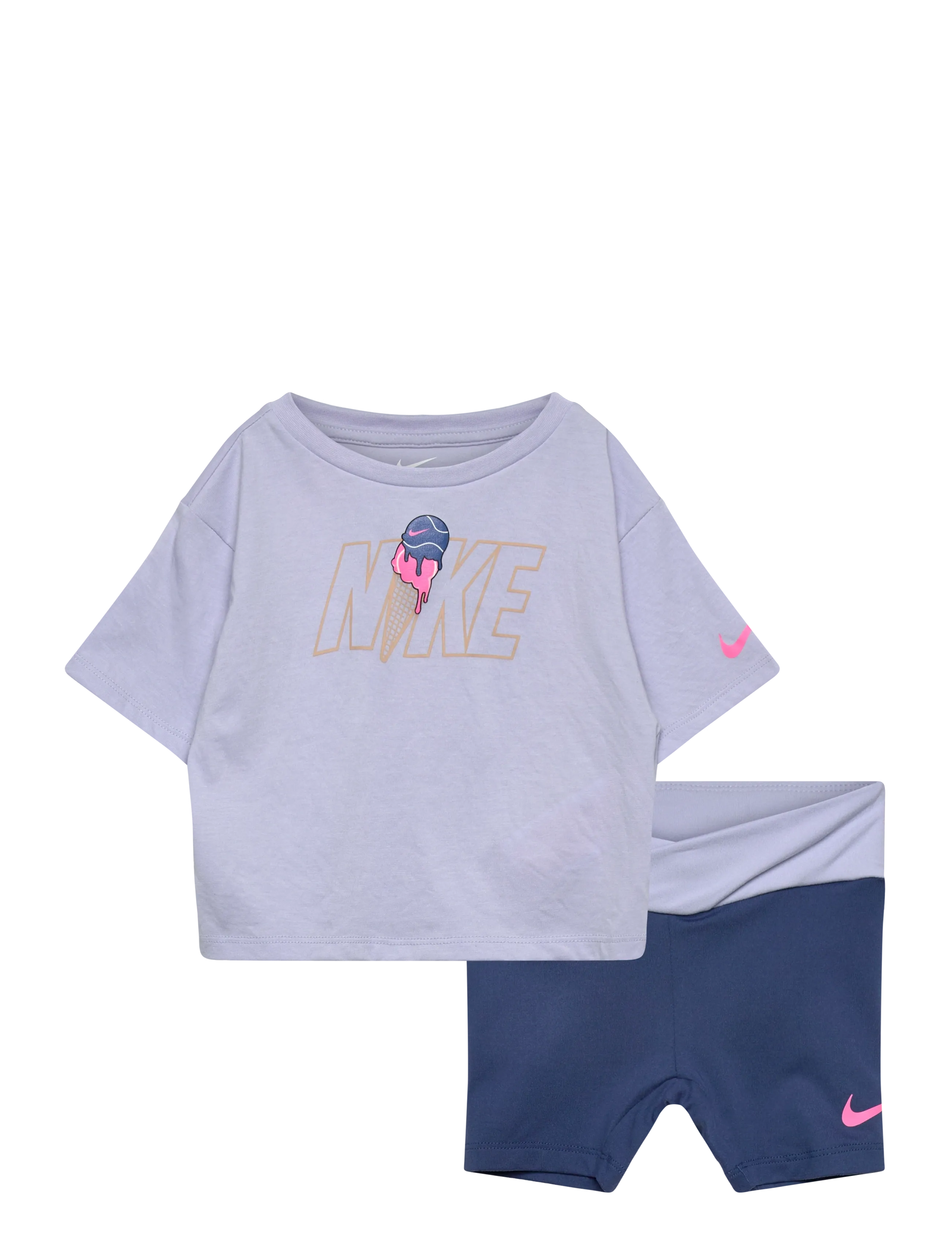 Nike Nike Tee & Crossover Bike Short, 104/110, Blue, Sæt > Sæt Med Kortærmet T-Shirt, Børn