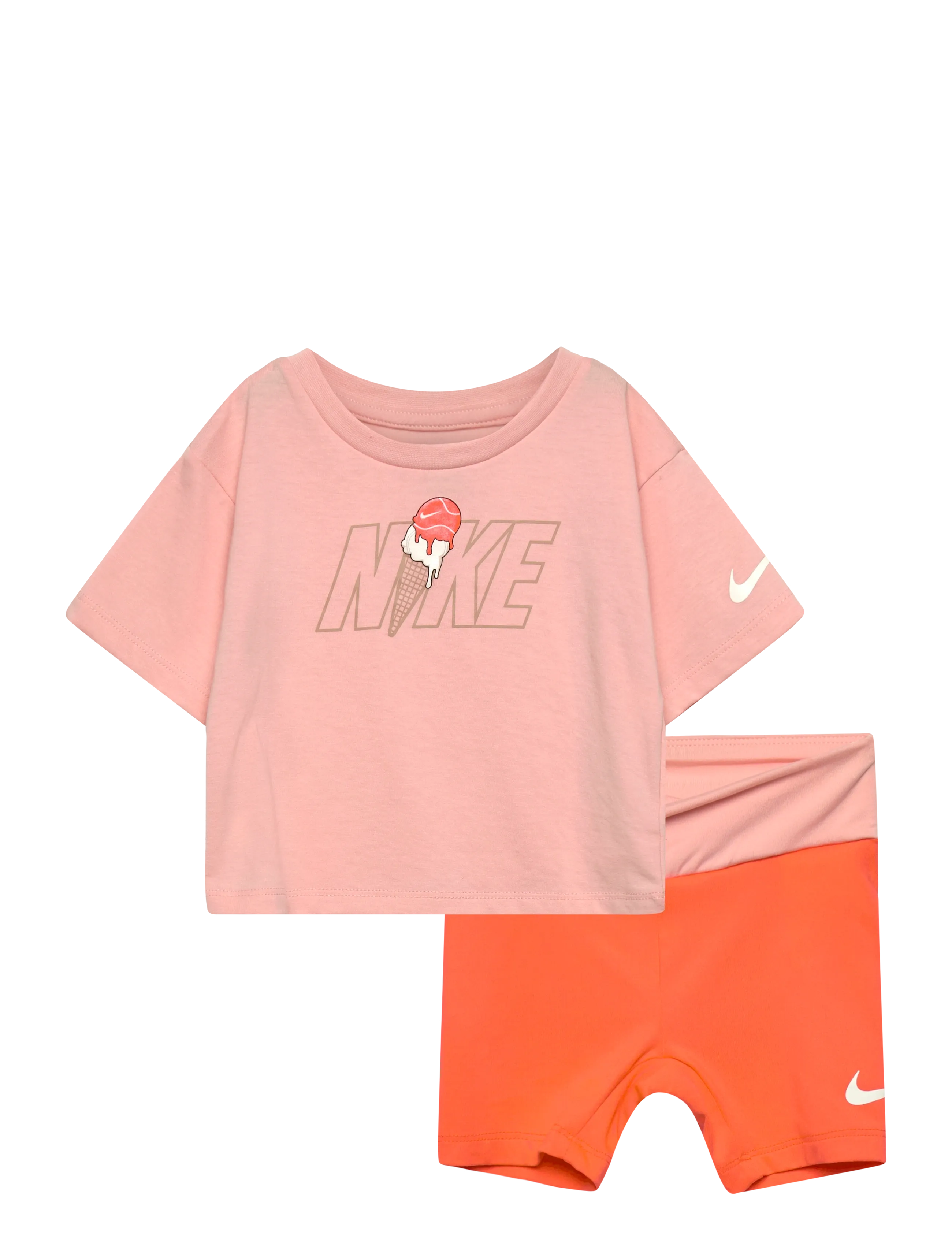 Nike Nike Tee & Crossover Bike Short, 116/122, Orange, Sæt > Sæt Med Kortærmet T-Shirt, Børn