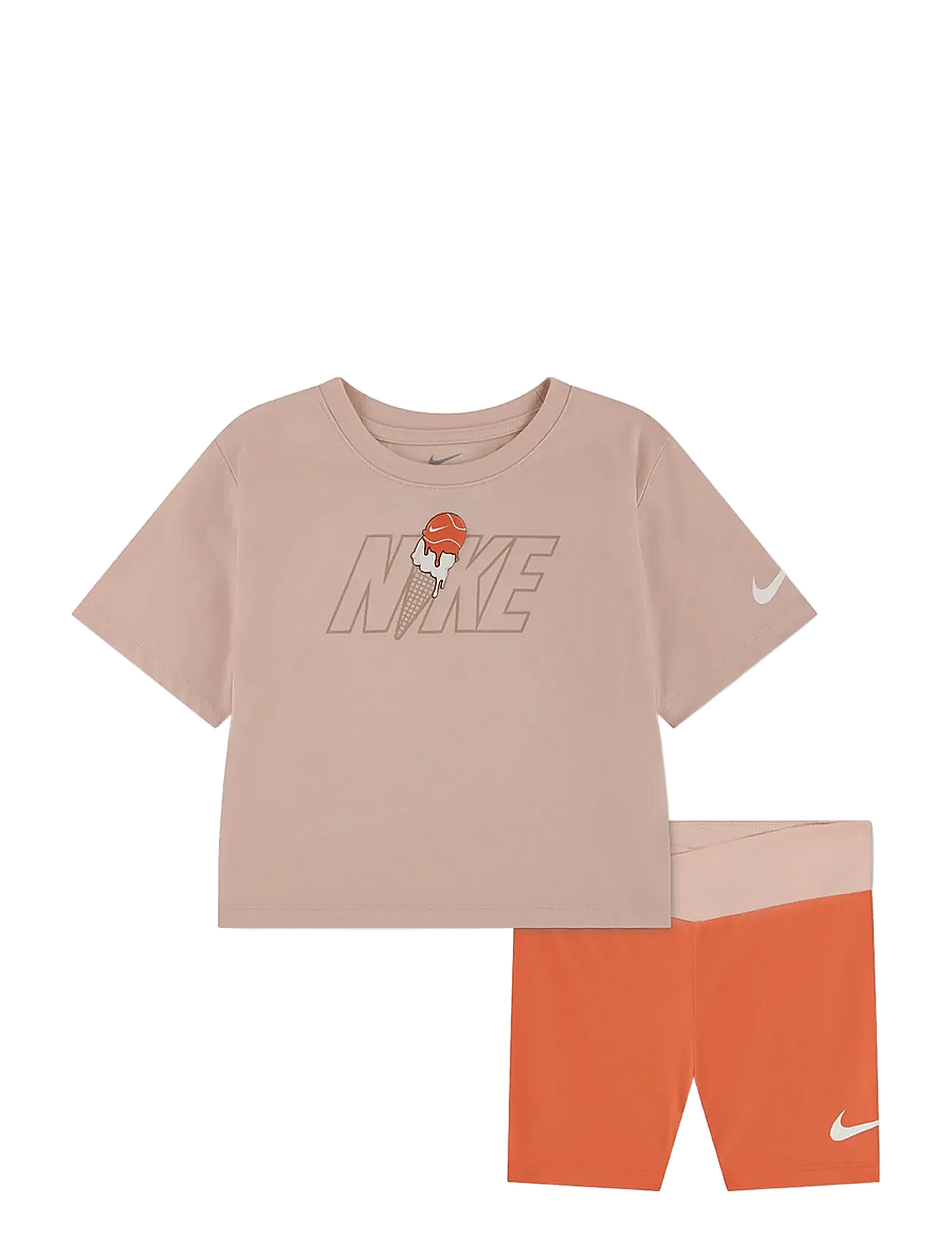 Nike - NIKE TEE & CROSSOVER BIKE SHORT - 2-delat set - orange - 0