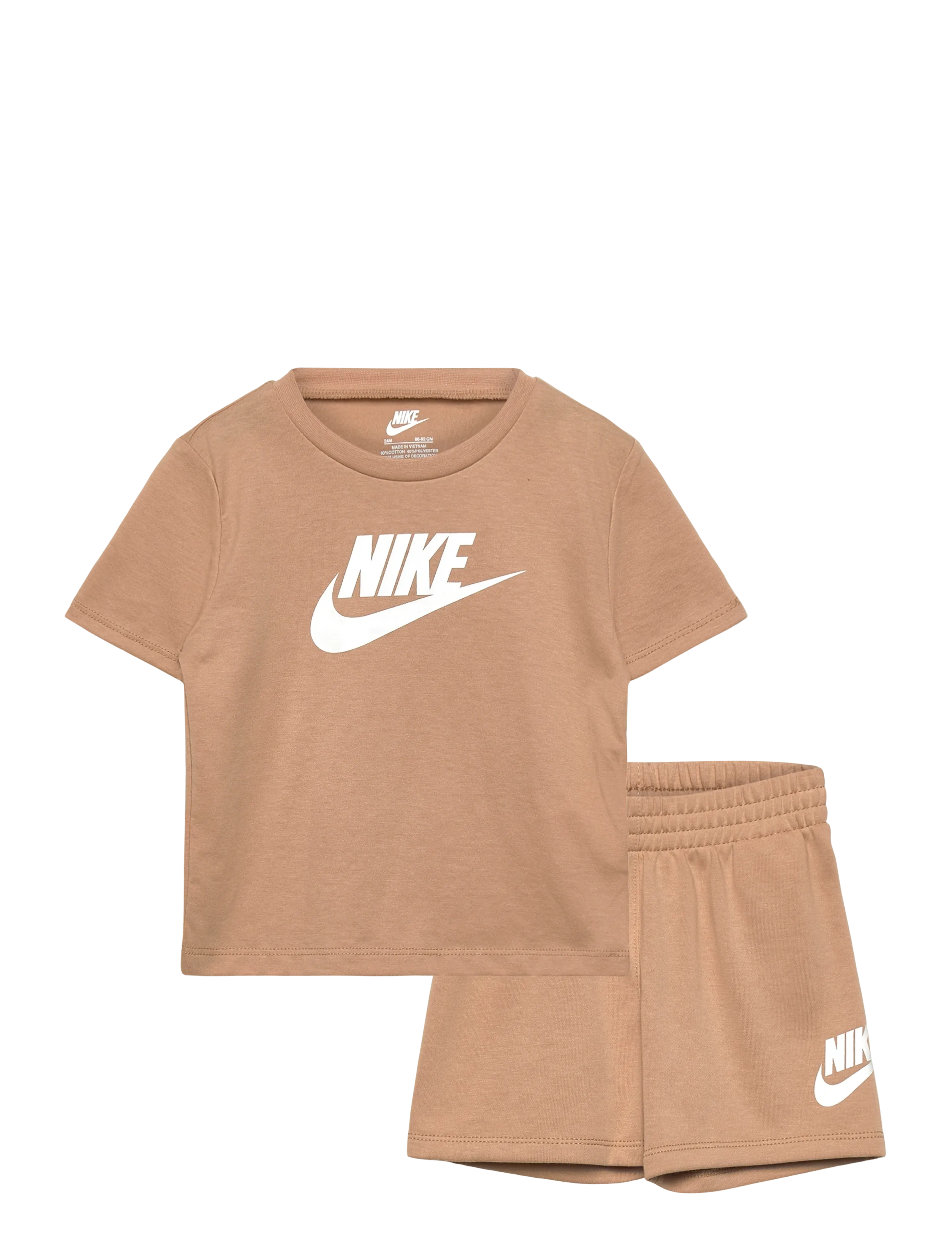 Nike Nike Club Tee & Short Set, 80, Beige, Sport > Sæt Med Kortærmet T-Shirt, Børn