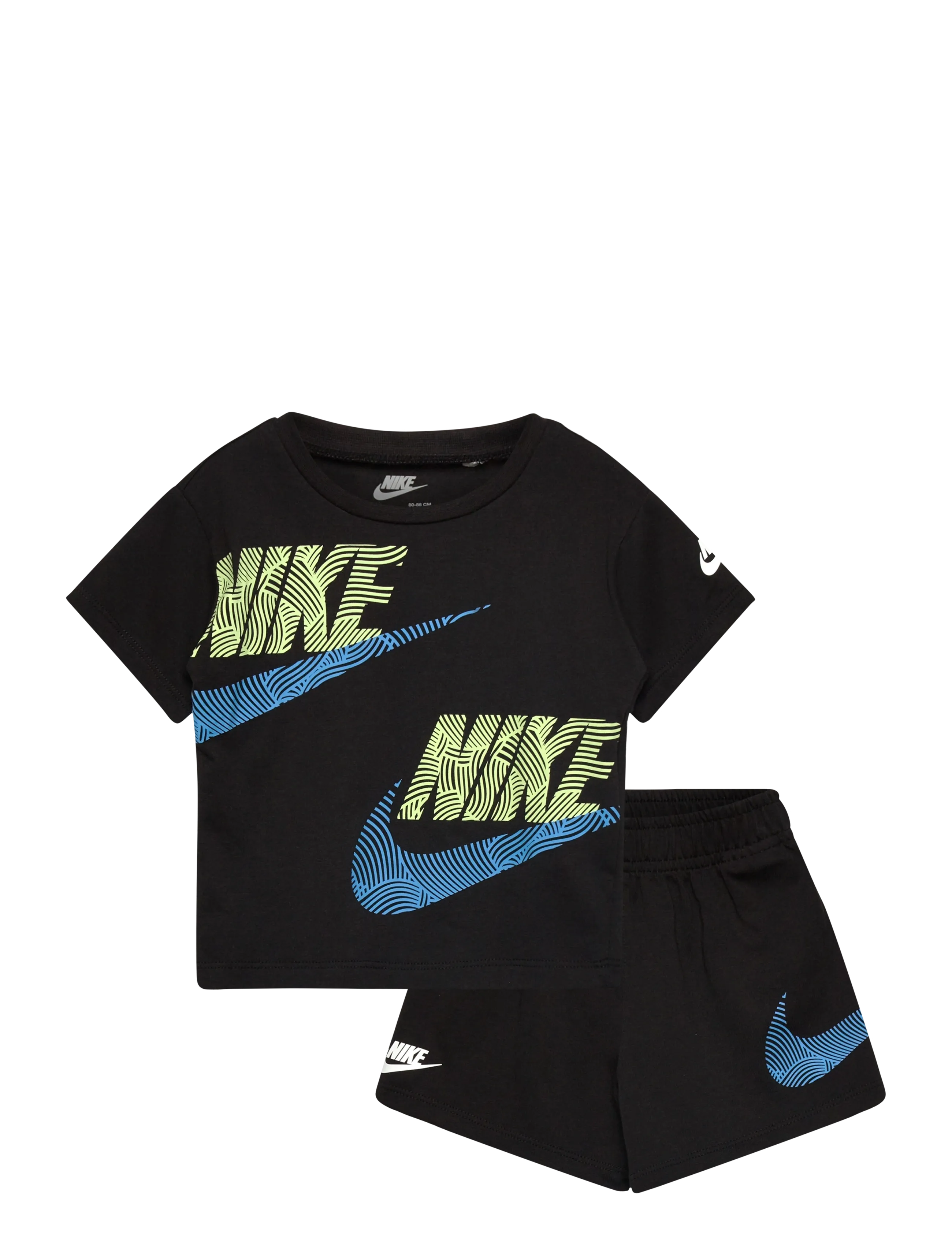 Nike Nike Knit Short Set, 74/80, Black, Sport > Sæt Med Kortærmet T-Shirt, Børn