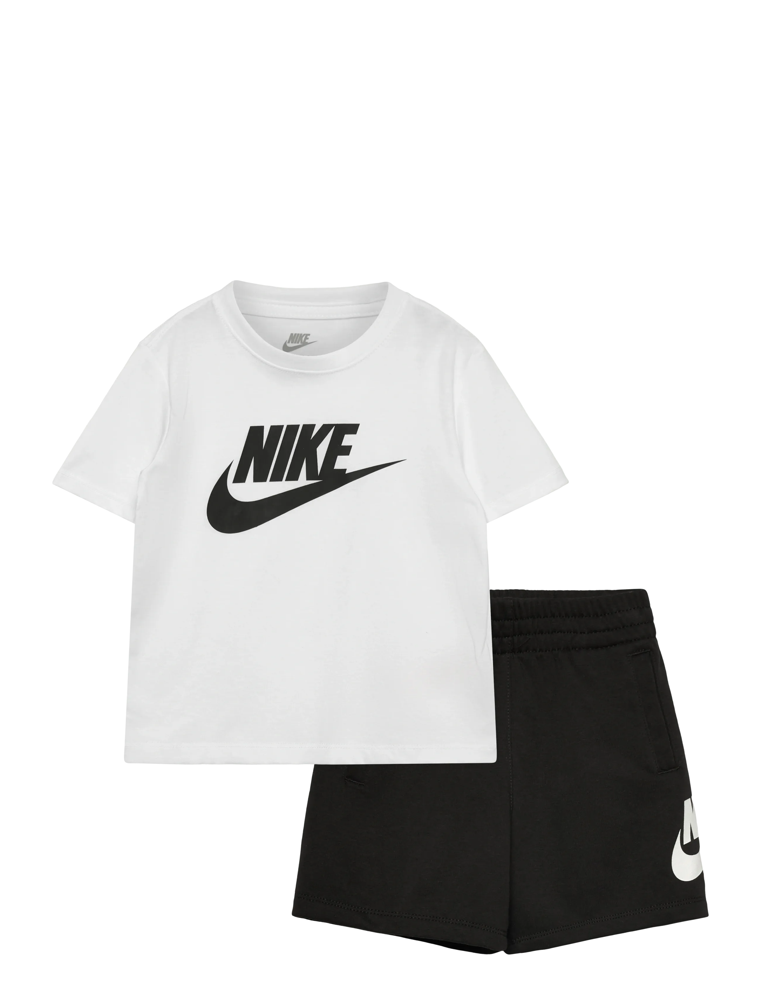 Nike Nike Club Tee & Short Set, 98/104, White, Sport > Sæt Med Kortærmet T-Shirt, Børn
