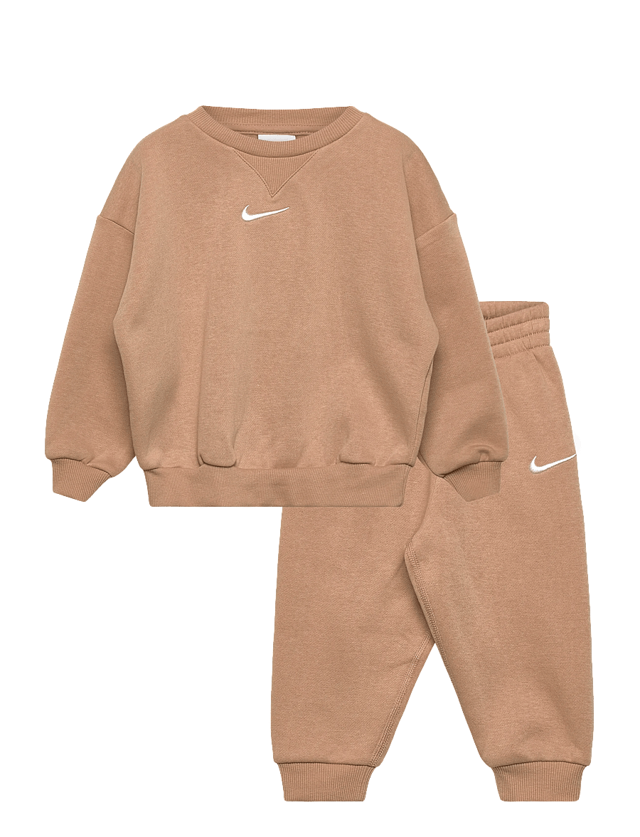 Nike - NIKE ESSENTIAL FLEECE CREW SET - verryttelypuvut & setit - beige - 0