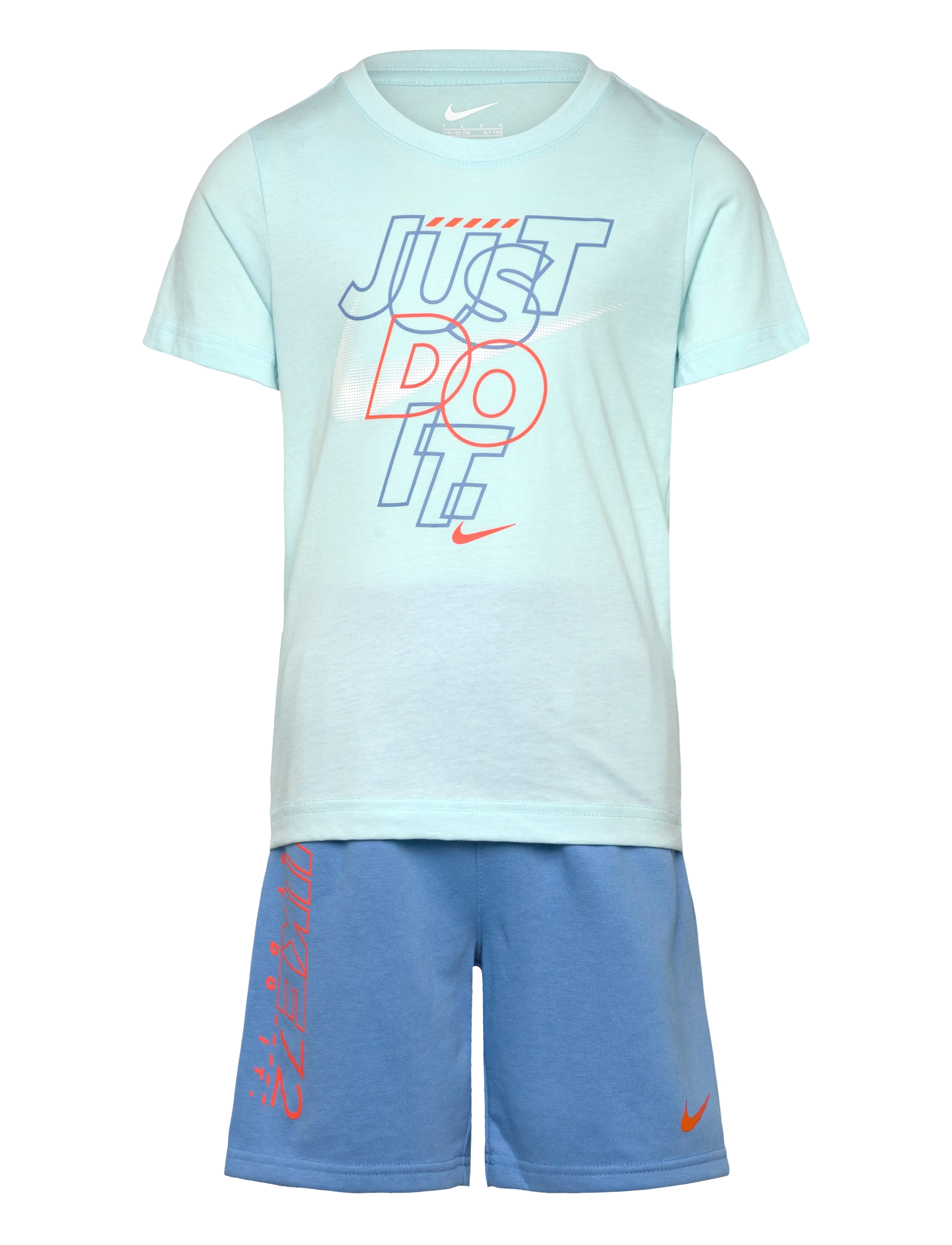 Nike Nike Knit Short Set, 110/116, Blue, Sport > Sæt Med Kortærmet T-Shirt, Børn