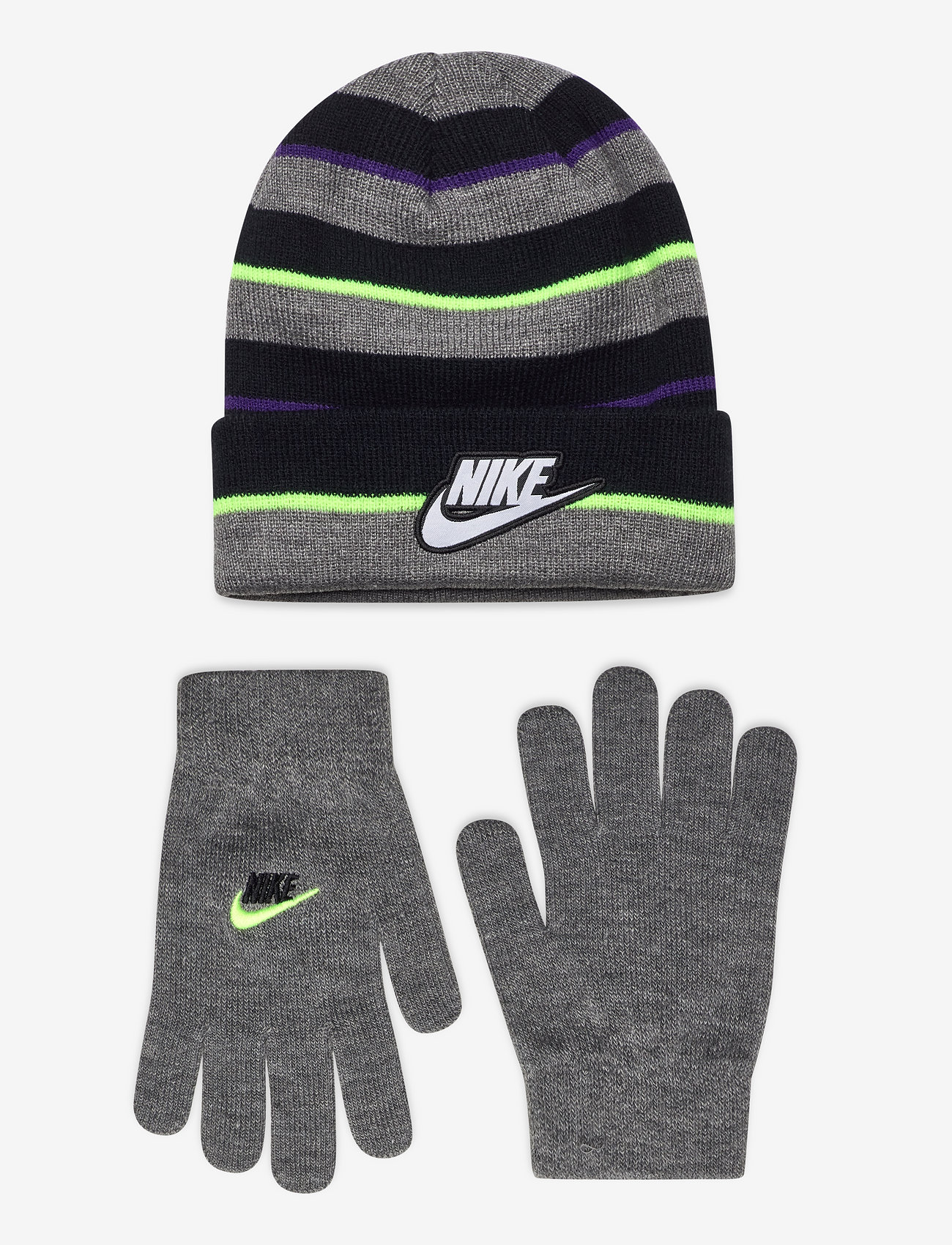 Nike - NAN JUMBO STRIPE BEANIE SET - carbon heather - 0
