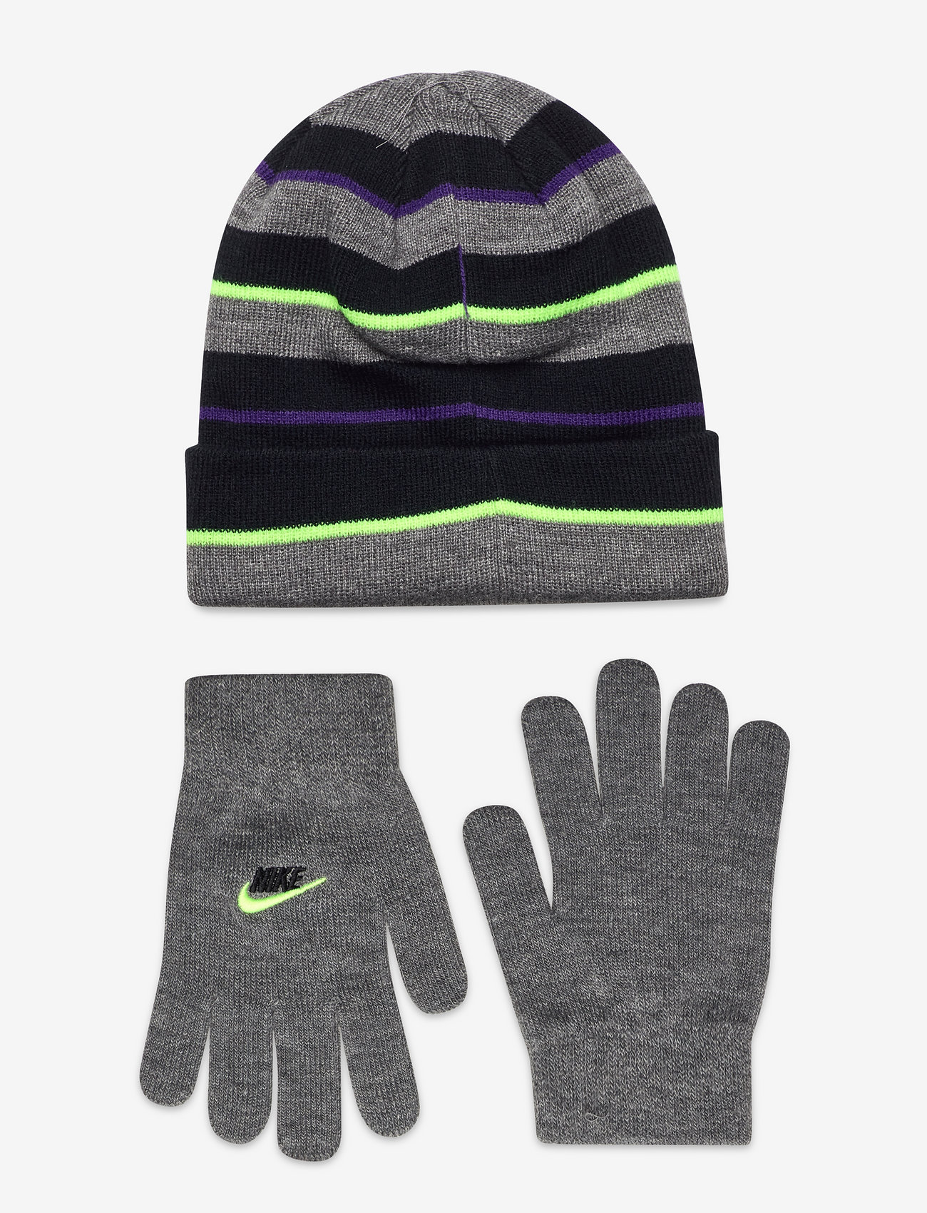 Nike - NAN JUMBO STRIPE BEANIE SET - carbon heather - 1