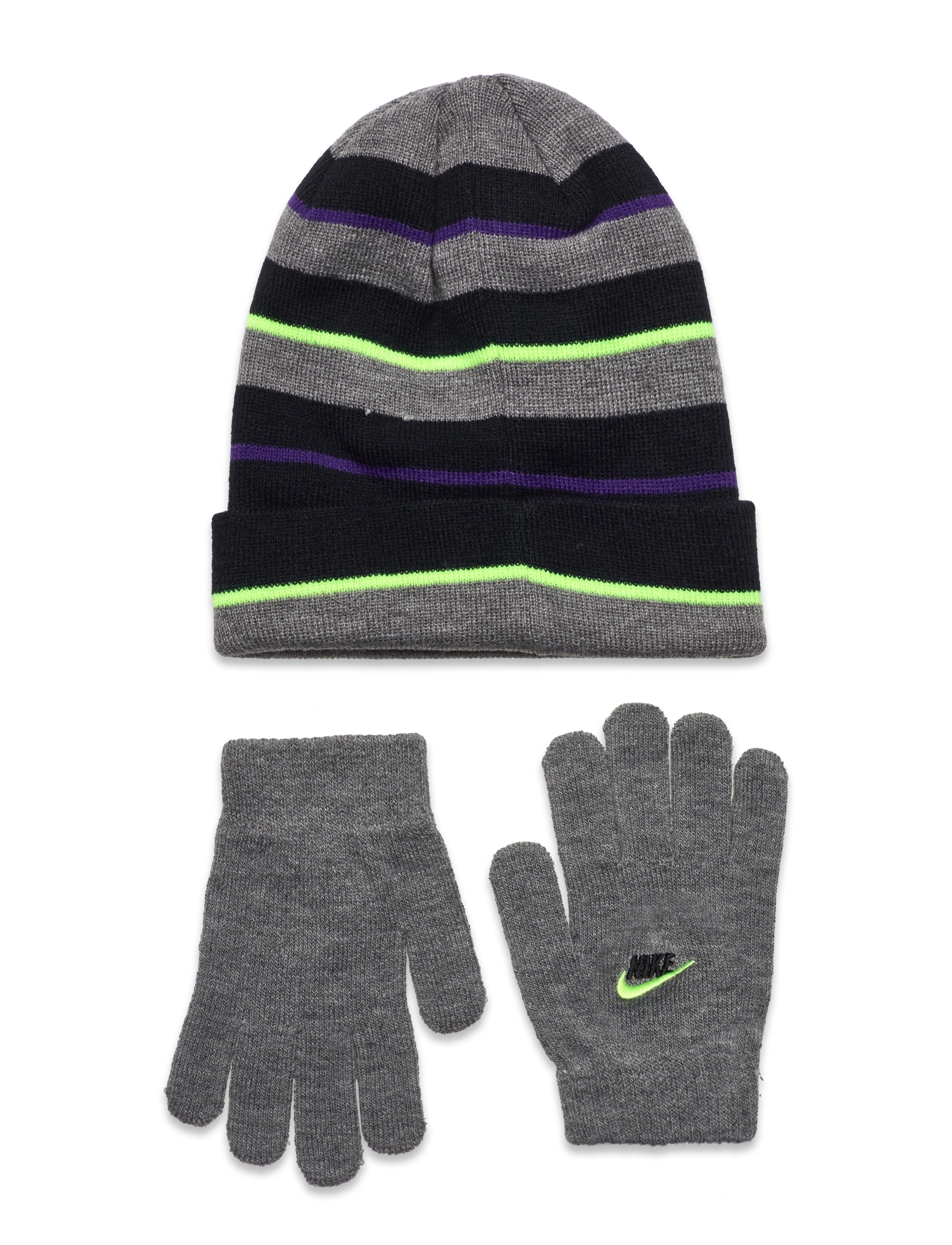 Nike - NAN JUMBO STRIPE BEANIE SET - carbon heather - 1