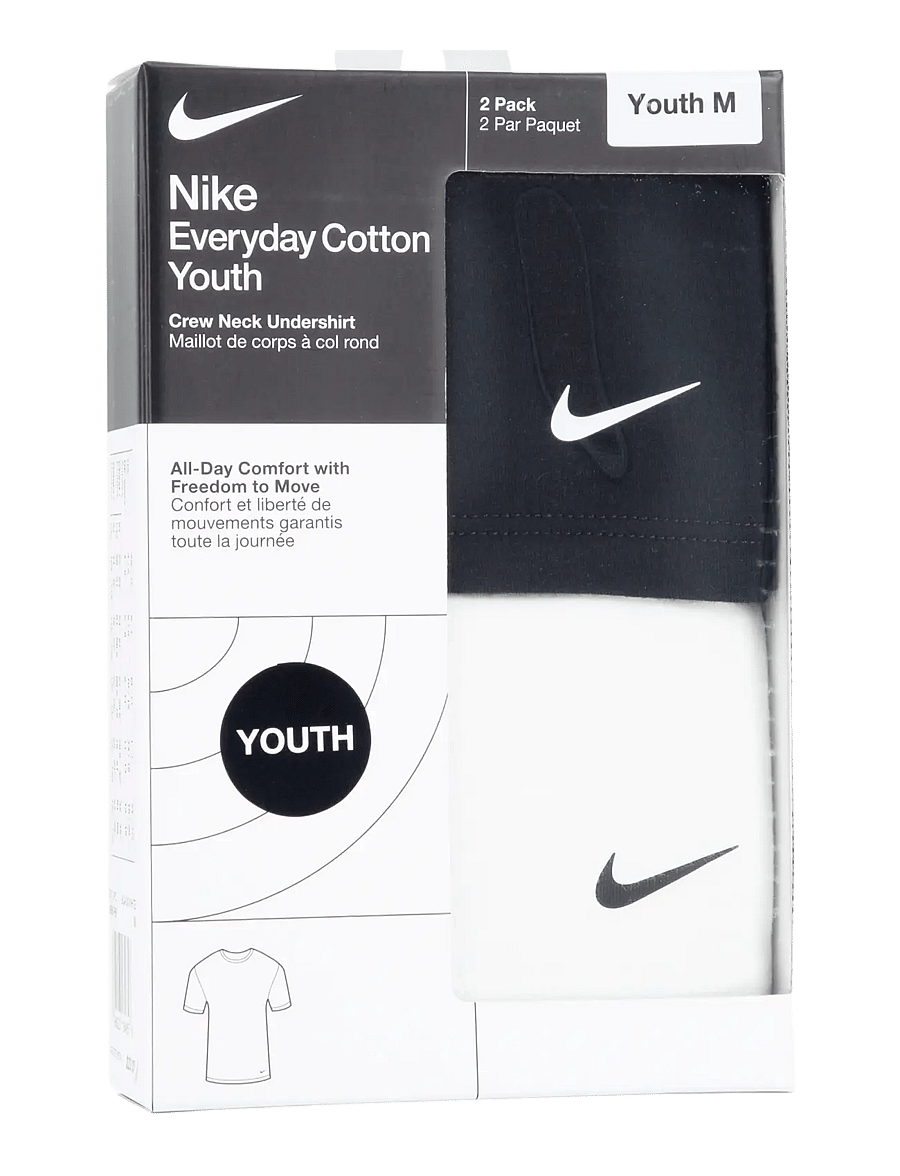 Nike - NIKE BOYS 2PK CREW UNDERSHIRT - kortermede t-skjorter - black/white - 2