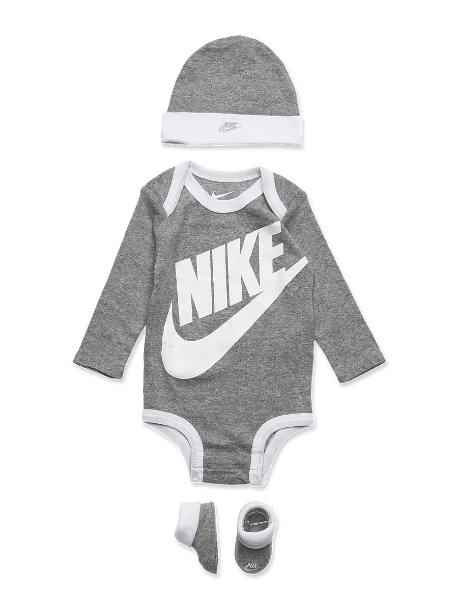 Nike - C1-BODYSUIT+HAT+BOOTIE - rompers met lange mouwen - dk grey heather - 0
