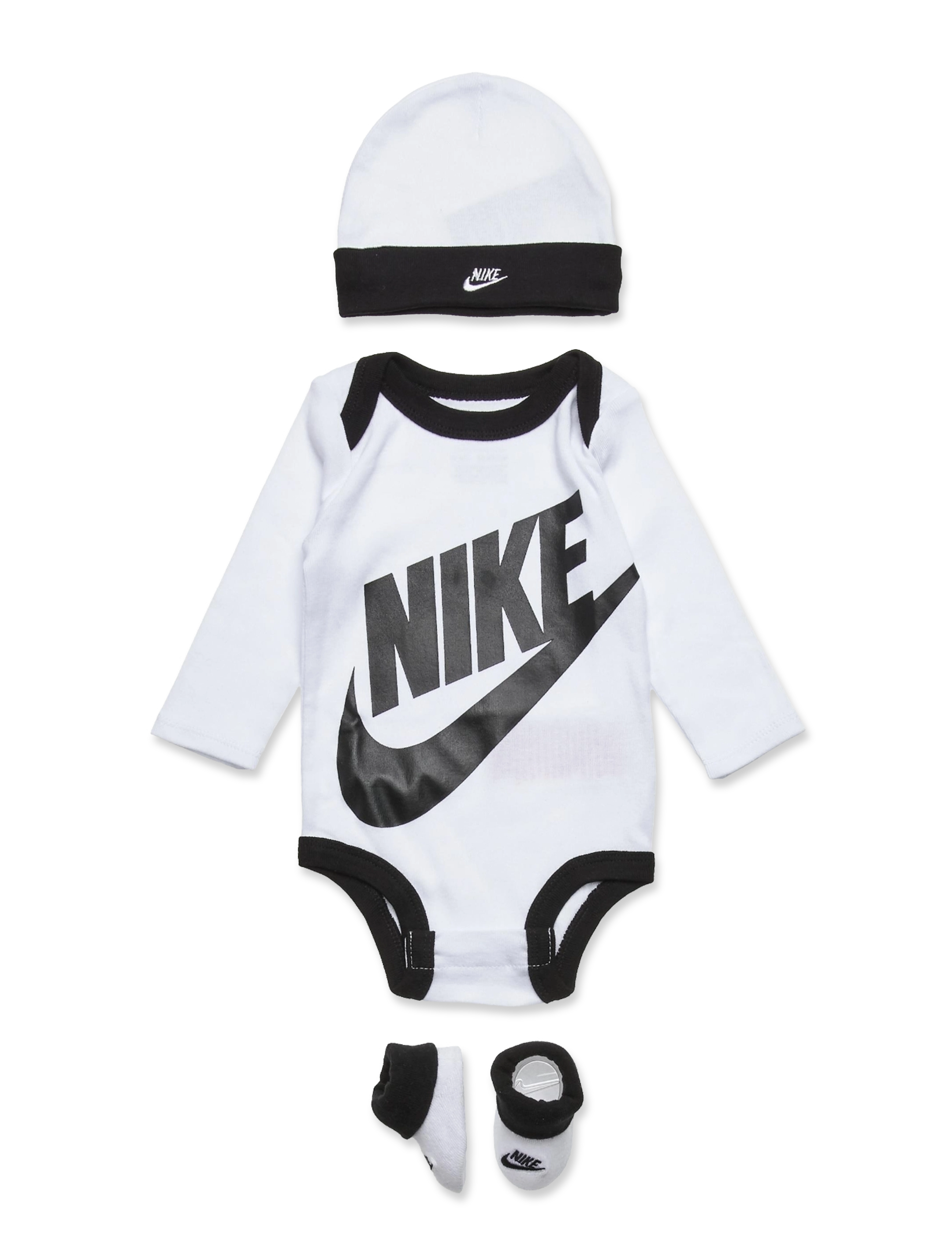 Nike Nike Bodysuit+Hat+Bootie, 50-68, White, Bodysuits > Langærmede Bodysuits, Børn
