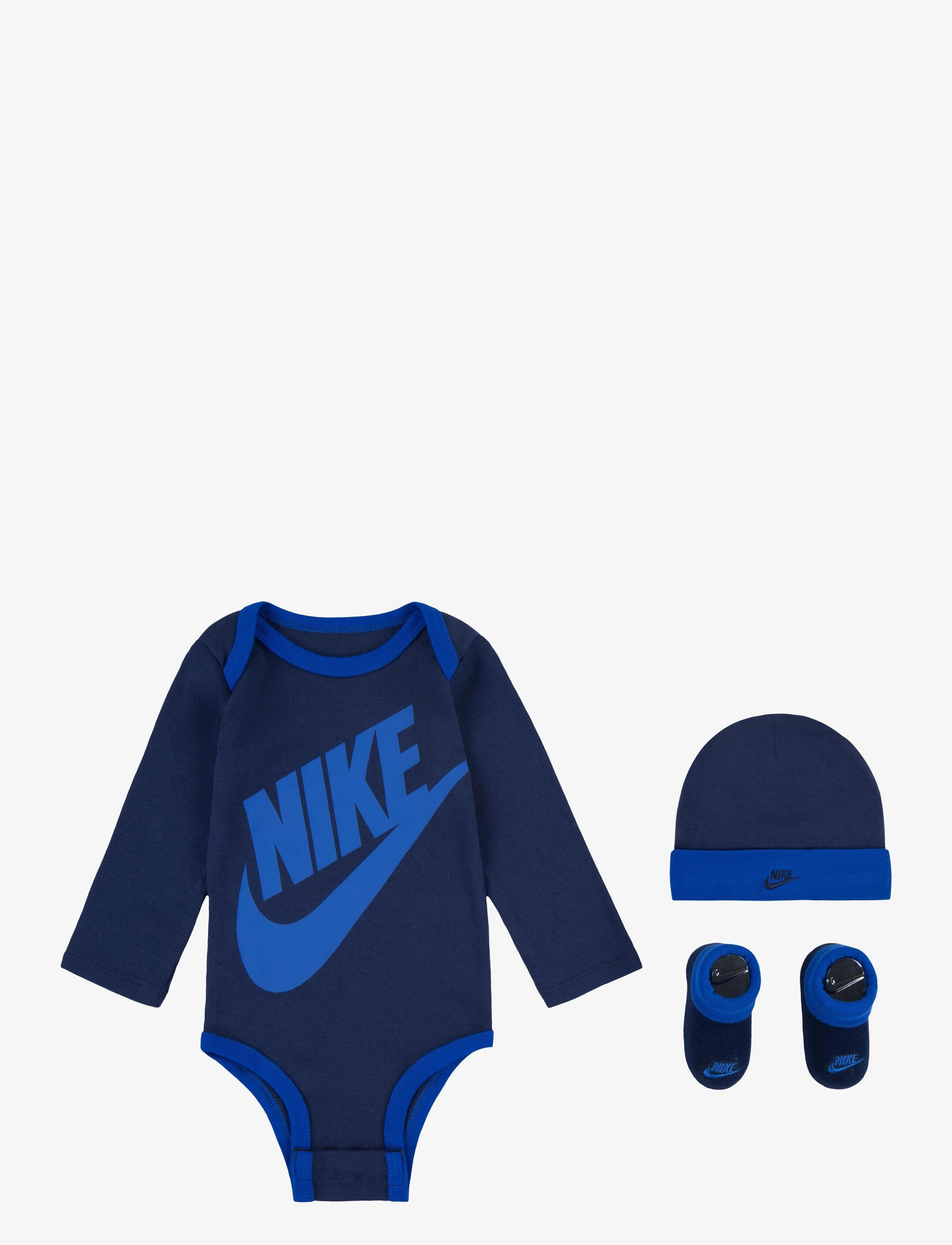 Nike Nike Bodysuit+Hat+Bootie, 74-80, Navy, Bodysuits > Langærmede Bodysuits, Børn