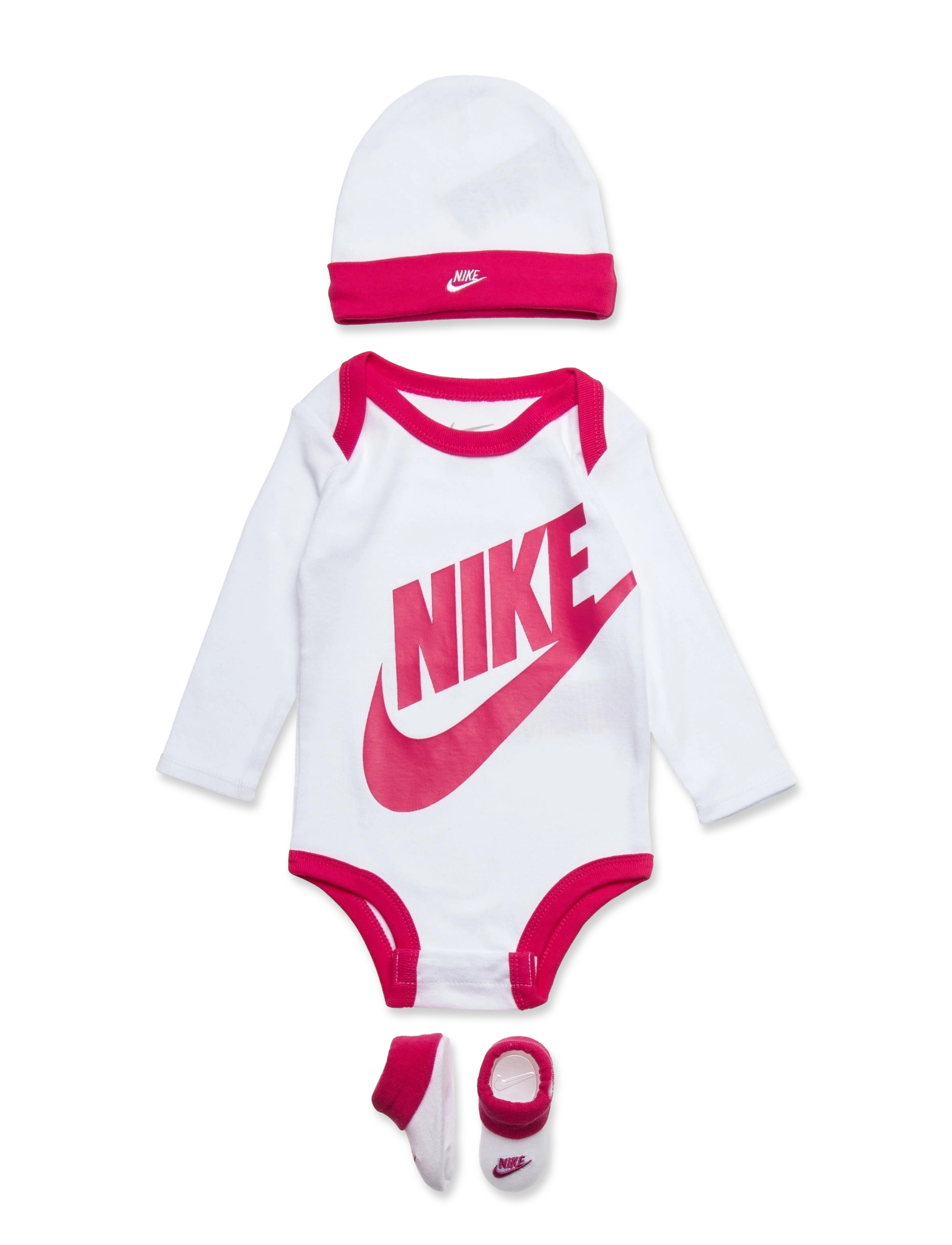 Nike Nike Bodysuit+Hat+Bootie, 74-80, Pink, Bodysuits > Langærmede Bodysuits, Børn