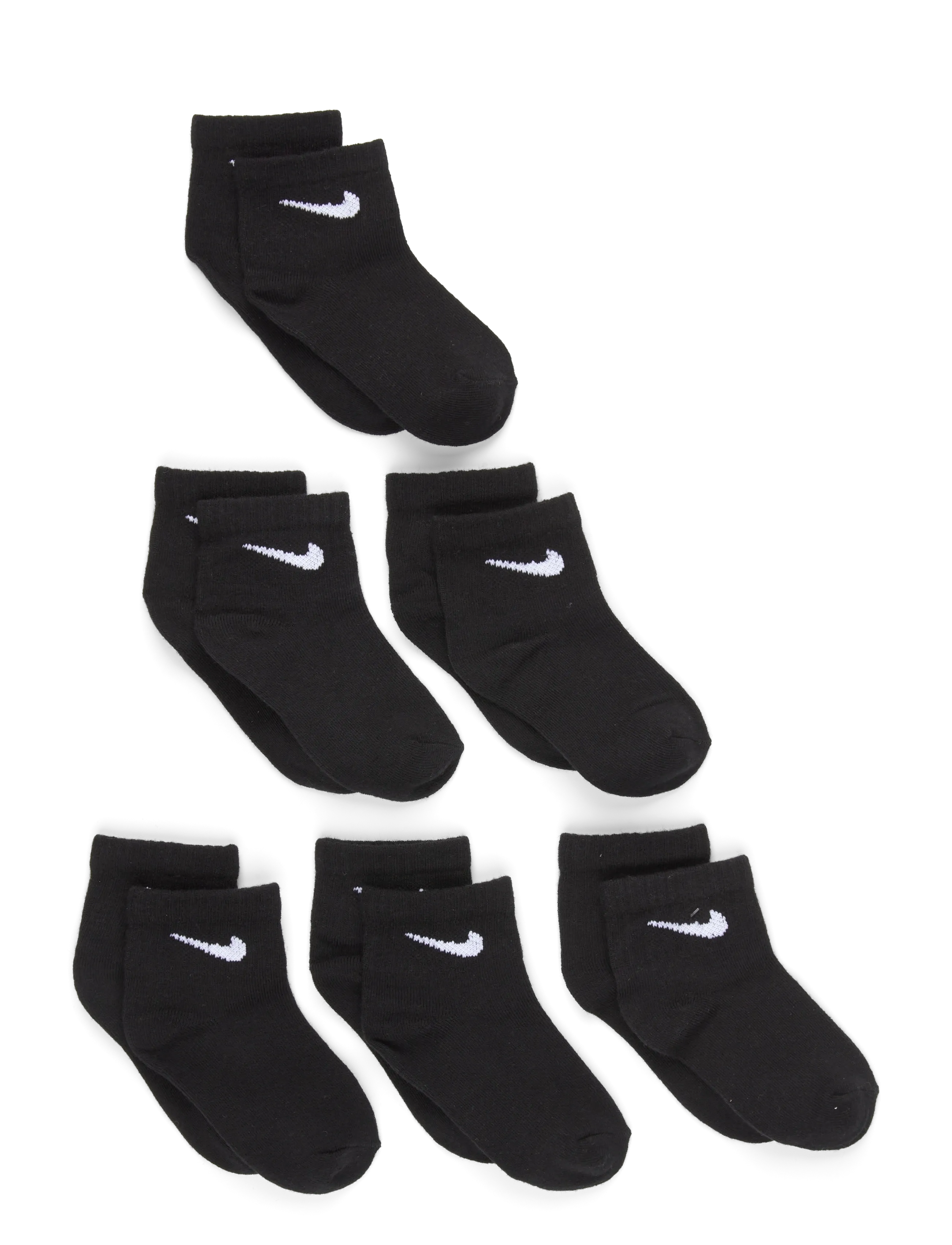Nike Swoosh Infant Ankle Socks 6Pk, Børn, Baby Ankel Sokker, Sort, Str: 68/80