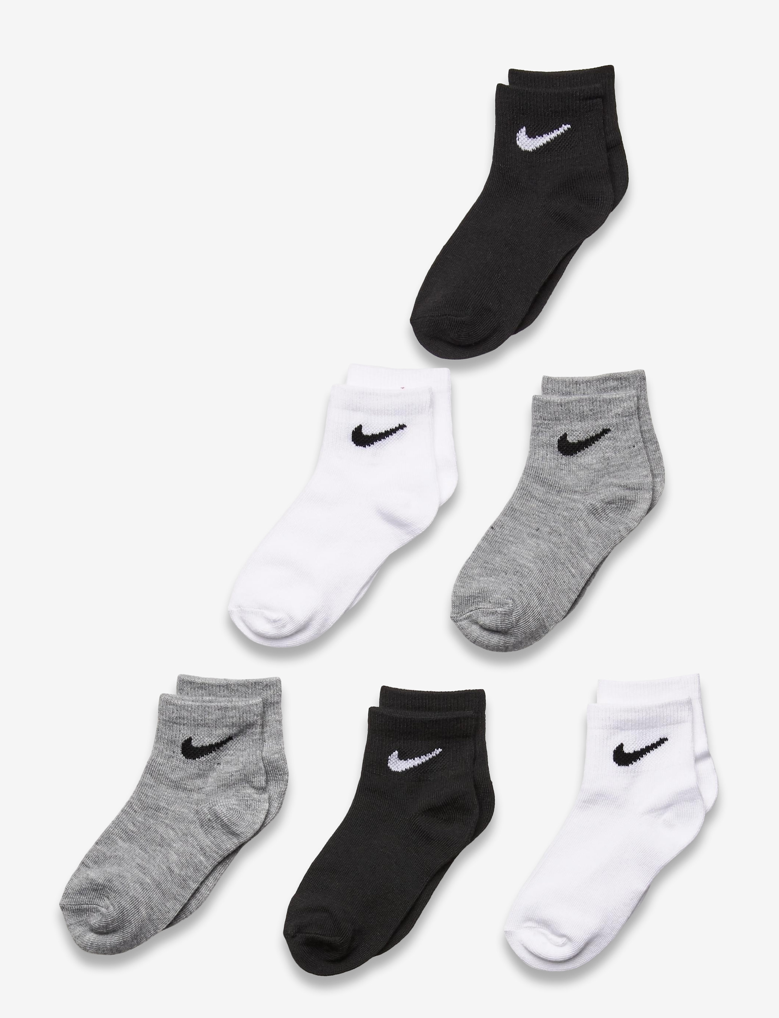 6Q-6PK QUARTER SOCK - WHITE/ DK GREY HEATHER