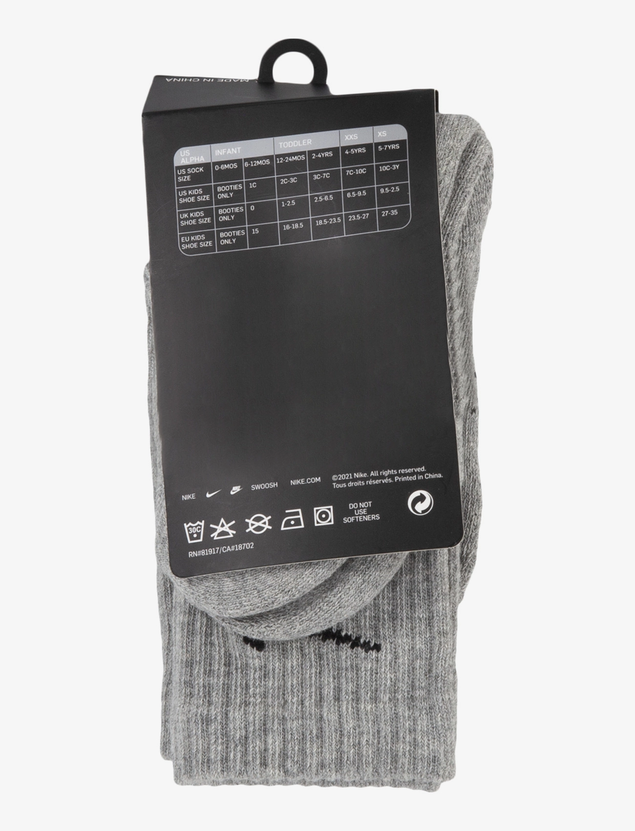 Nike - 3W-3PK CREW SOCK - dk grey heather - 3