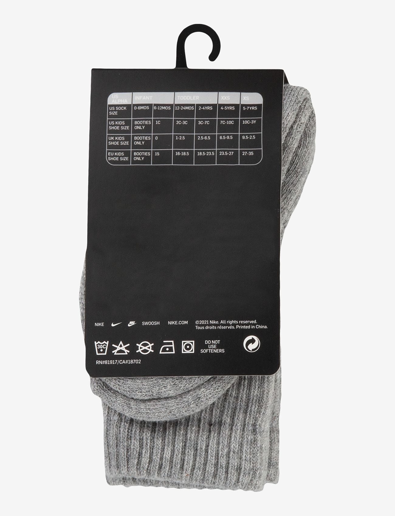 Nike - 3W-3PK CREW SOCK - efterårstøj - dk grey heather - 4