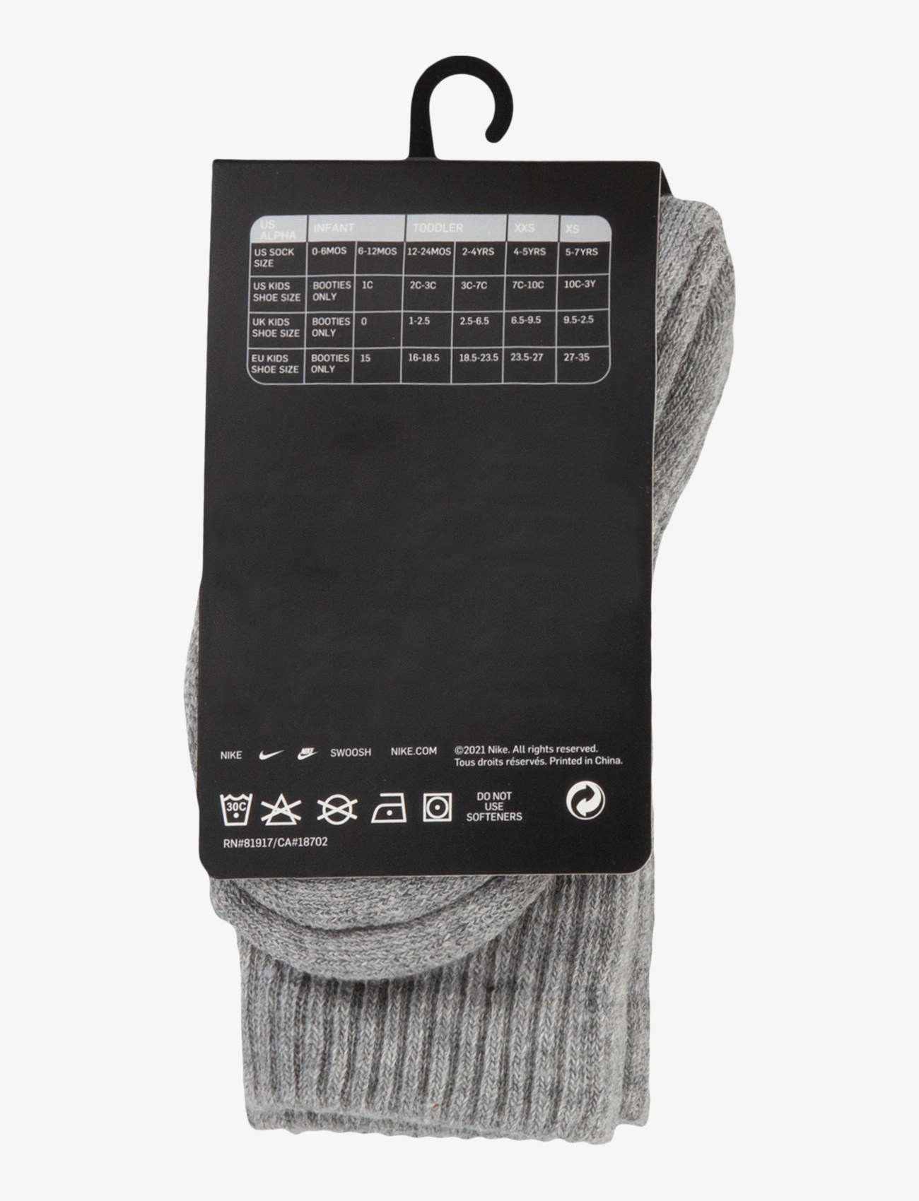 Nike - 3W-3PK CREW SOCK - dk grey heather - 4