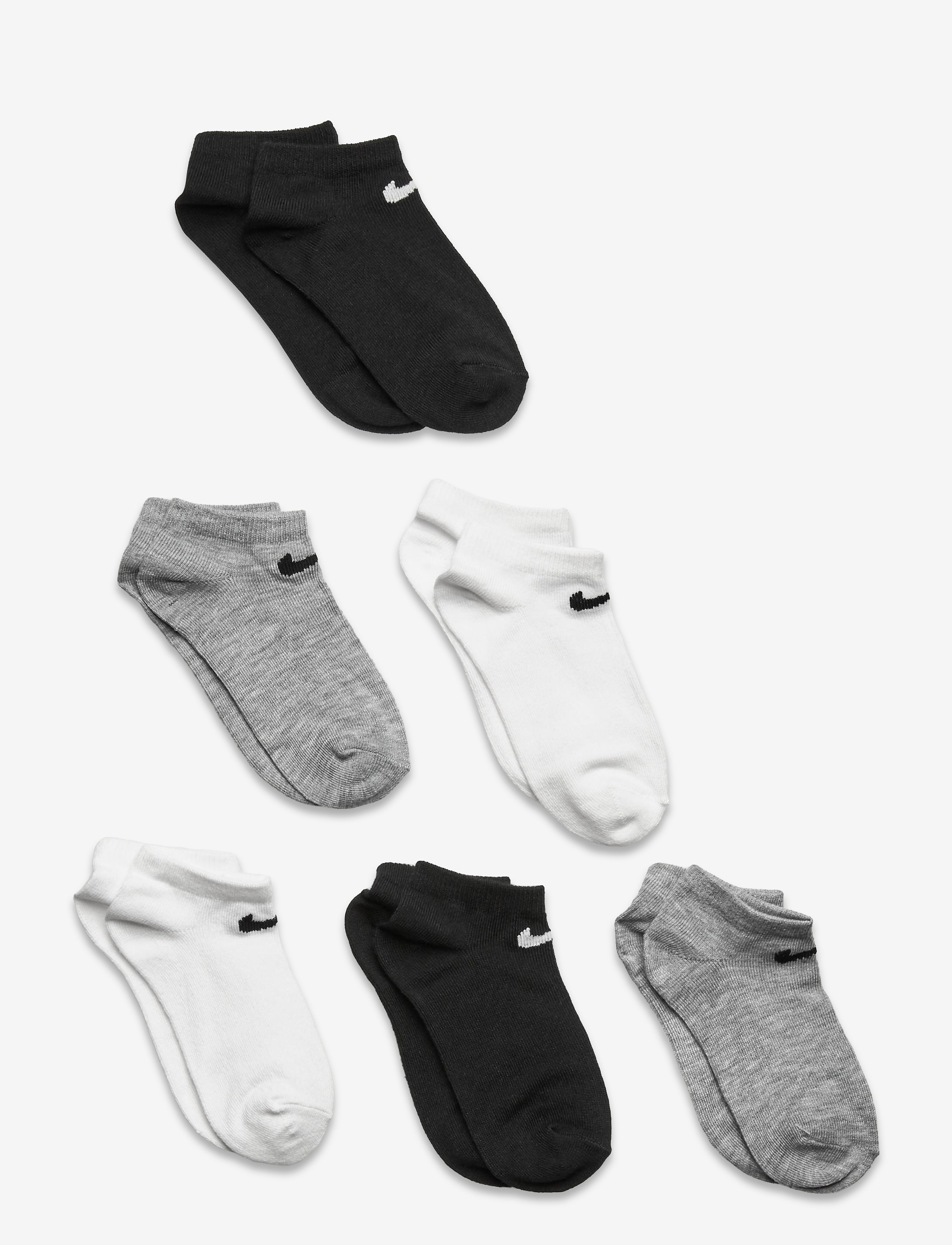 Nike 6N-6PK NO SHOW SOCK - Strømper - WHITE/ DK GREY HEATHER / grey