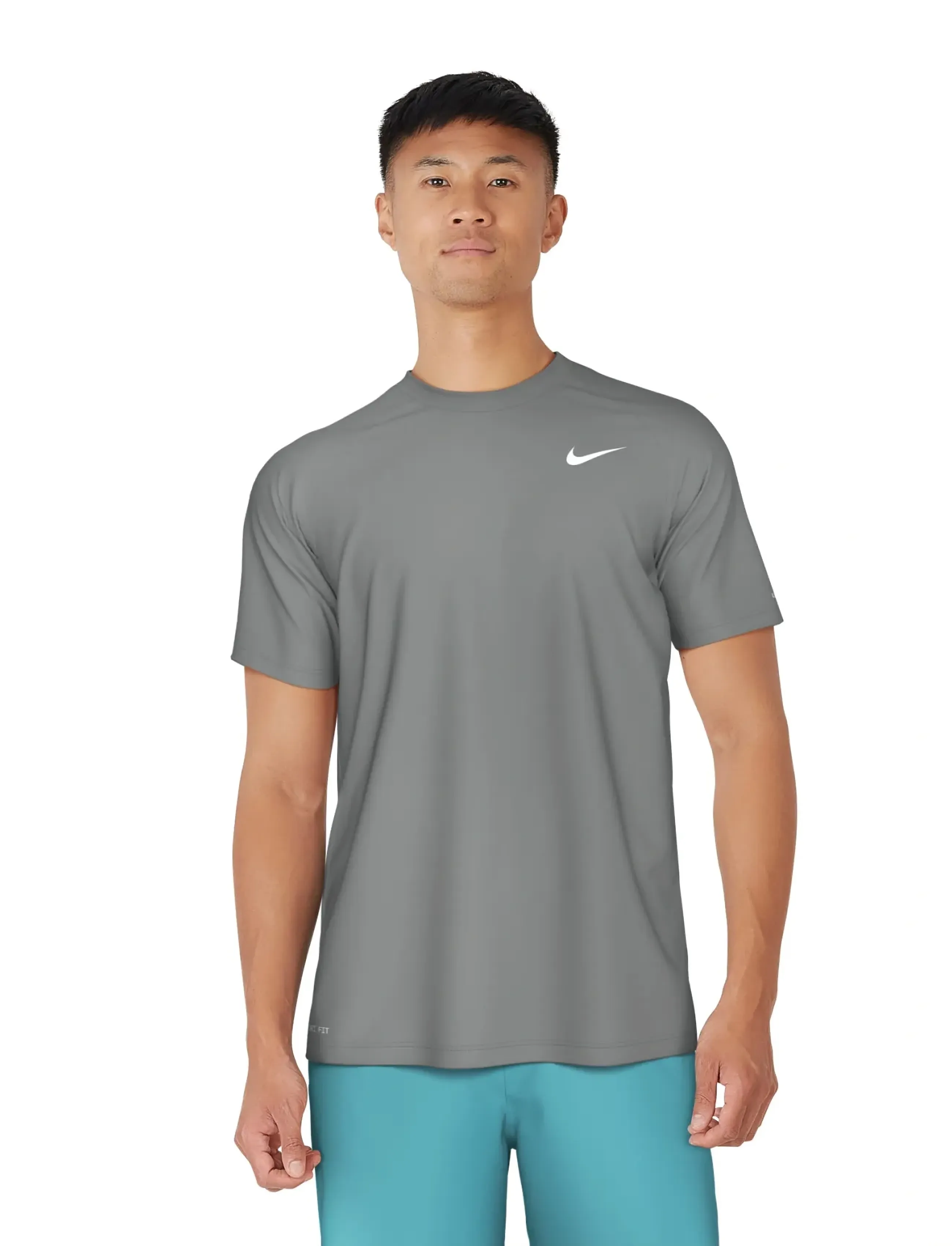 NIKE SWIM Nike Essential Short Sleeve Hydroguard - Kurzärmelig - COOL GREY / grey