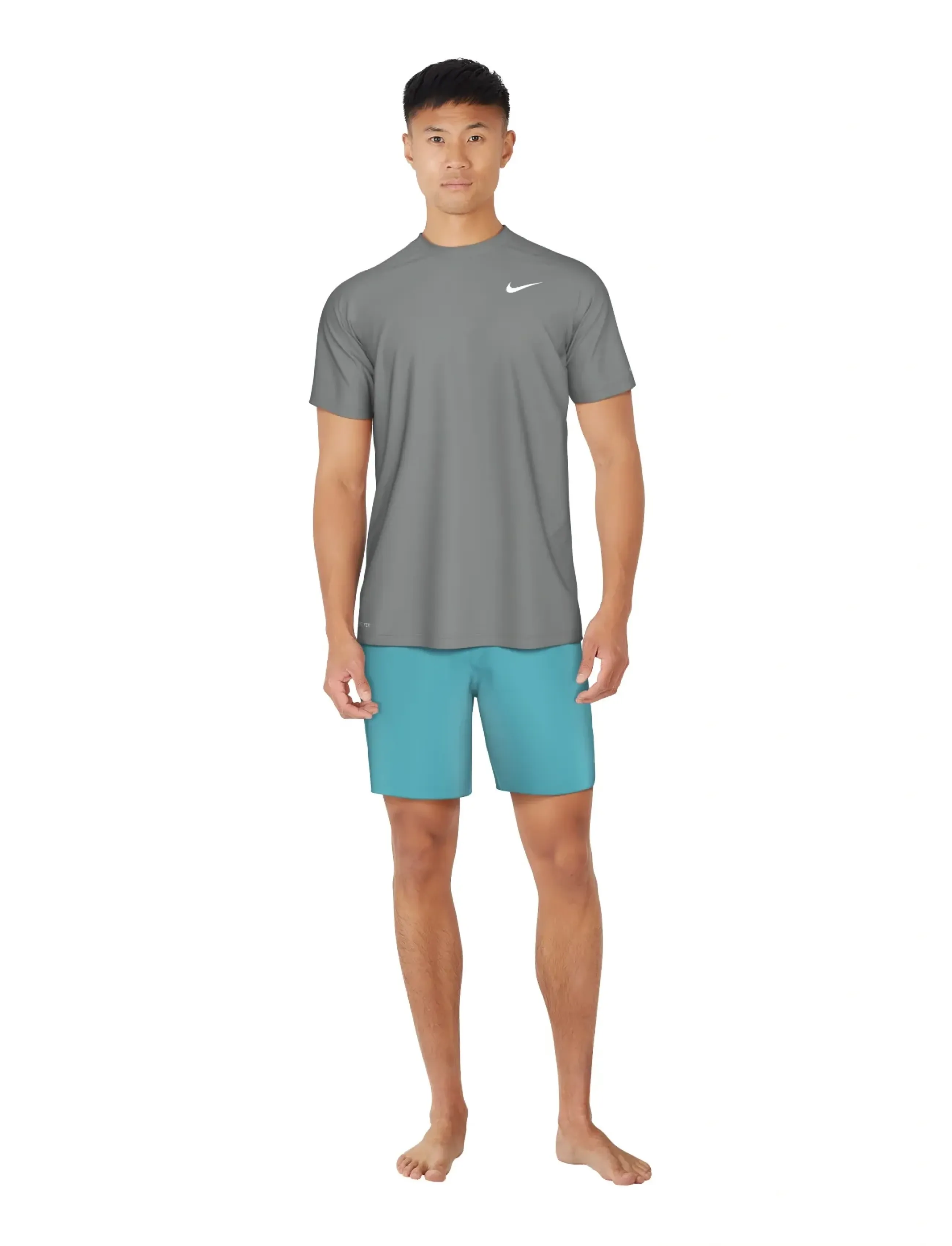 NIKE SWIM - Nike Essential Short Sleeve Hydroguard - tops & t-shirts - cool grey - 4