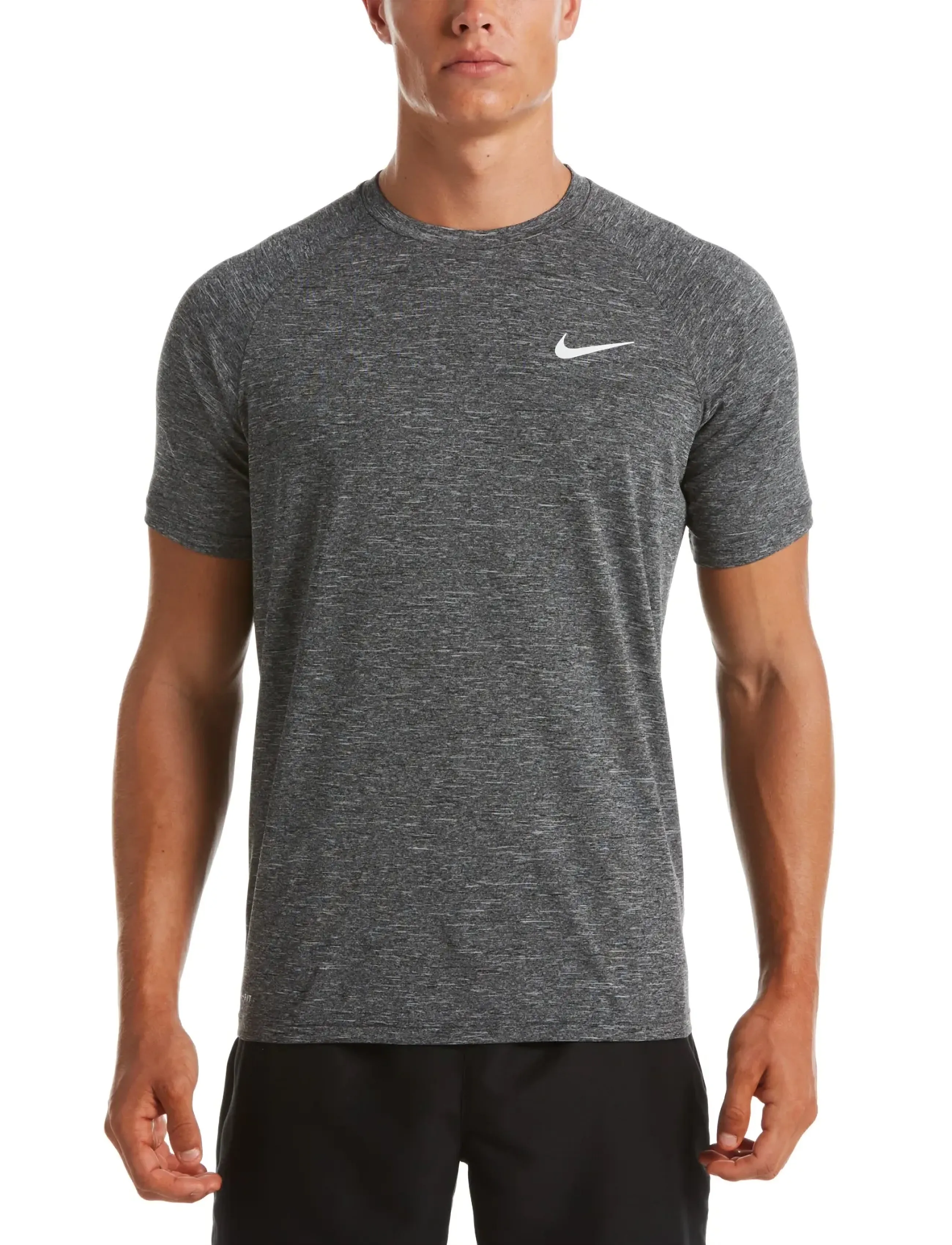 NIKE SWIM Nike Heather Short Sleeve Hydroguard, Mænd, Kortærmet Svømmetrøje, Grå, Str: XXL