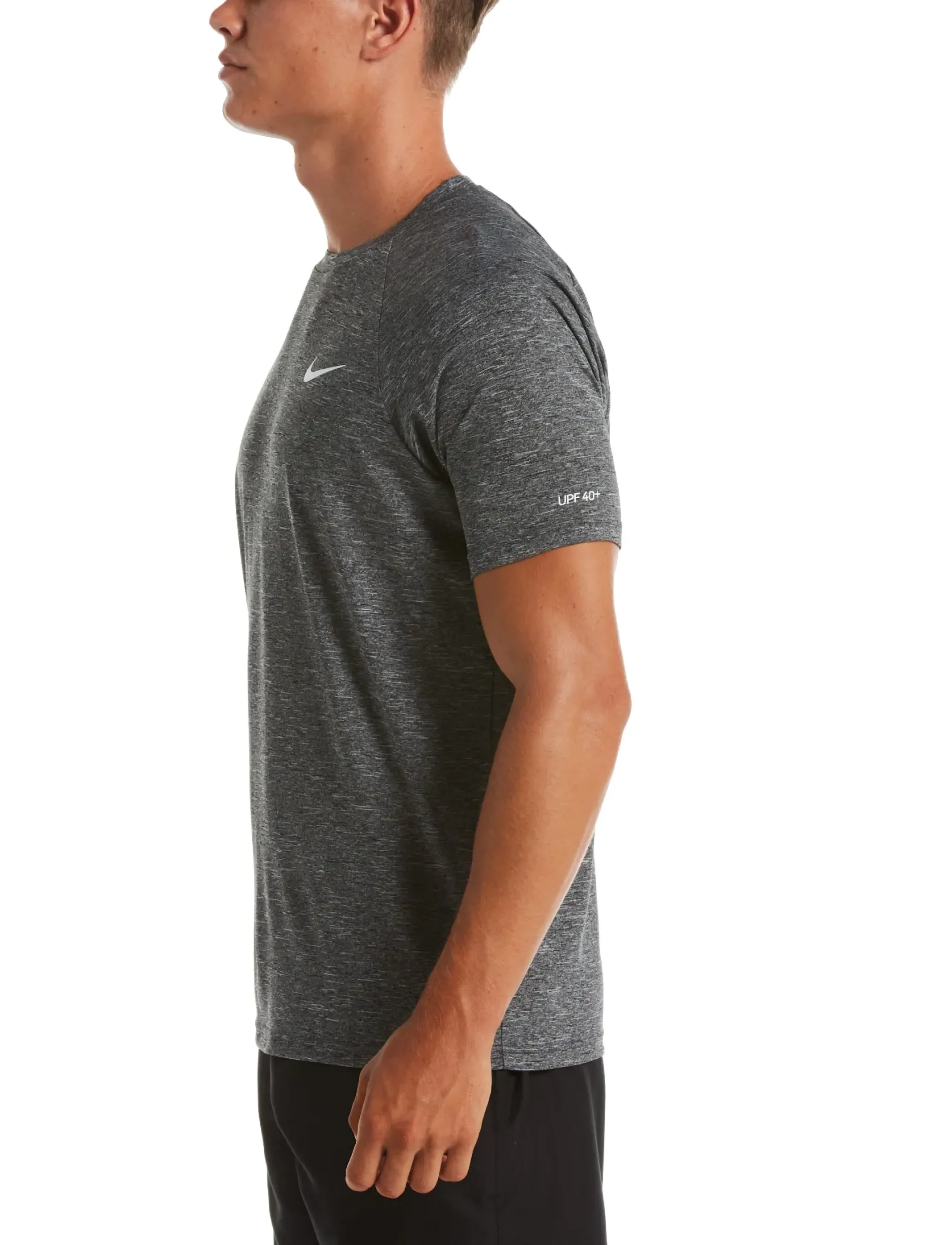 NIKE SWIM - Nike Heather Short Sleeve Hydroguard - topit & t-paidat - black - 4