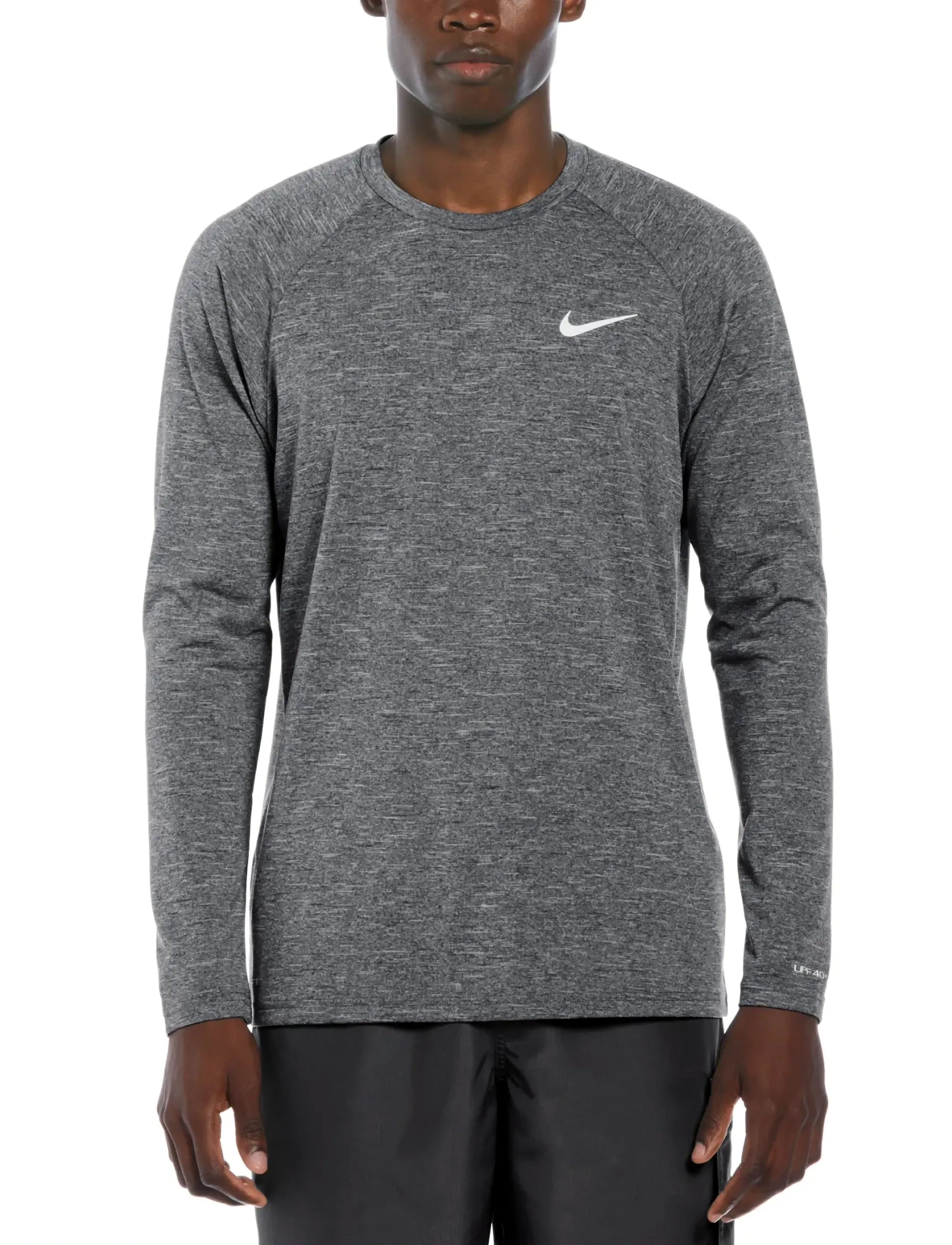 NIKE SWIM Nike Heather Long Sleeve Hydroguard, XS, Black, T-Shirts > Langærmede, Herre