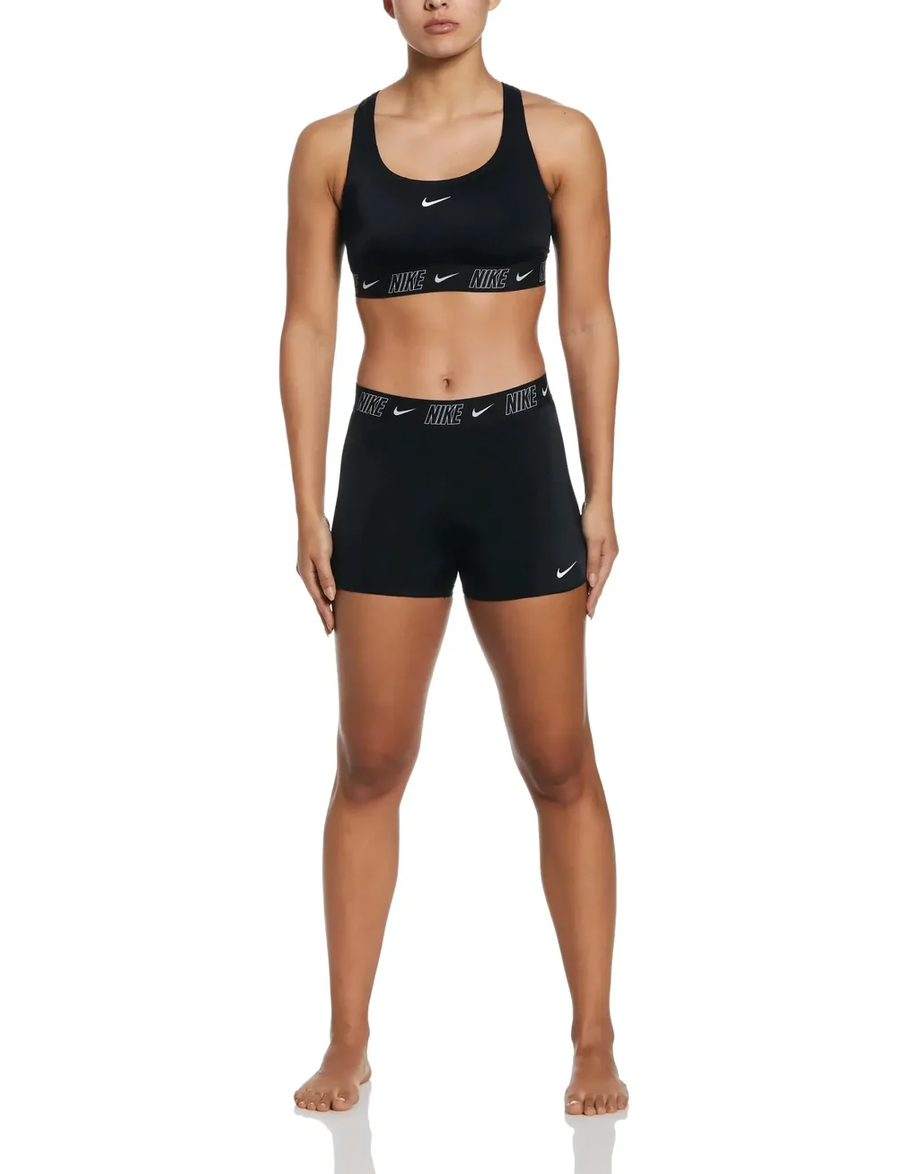 NIKE SWIM - Nike Logo Tape Racerback Bikini Top - sportsbadetøj - black - 5