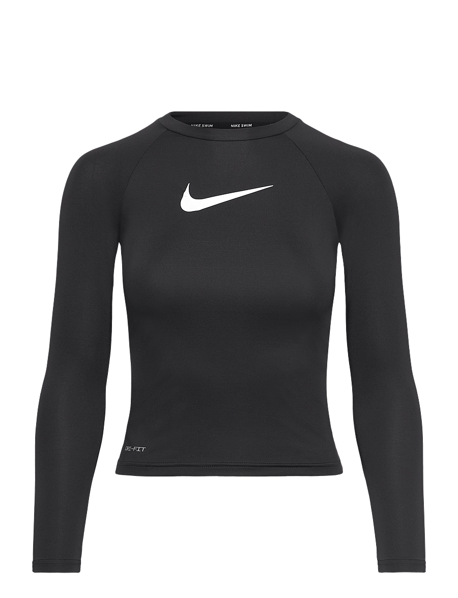 NIKE SWIM - Nike Swoosh Long Sleeve Hydroguard - peldkostīmu augšas - jet black - 0