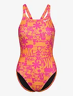 Nike Fast Back One Piece Hydrastrong Multi Print - TOTAL ORANGE