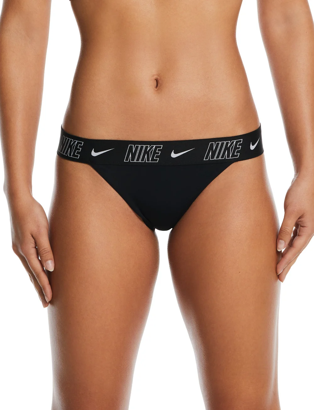 NIKE SWIM - Nike Logo Tape Banded Bikini Bottom - sport-bademode - black - 0