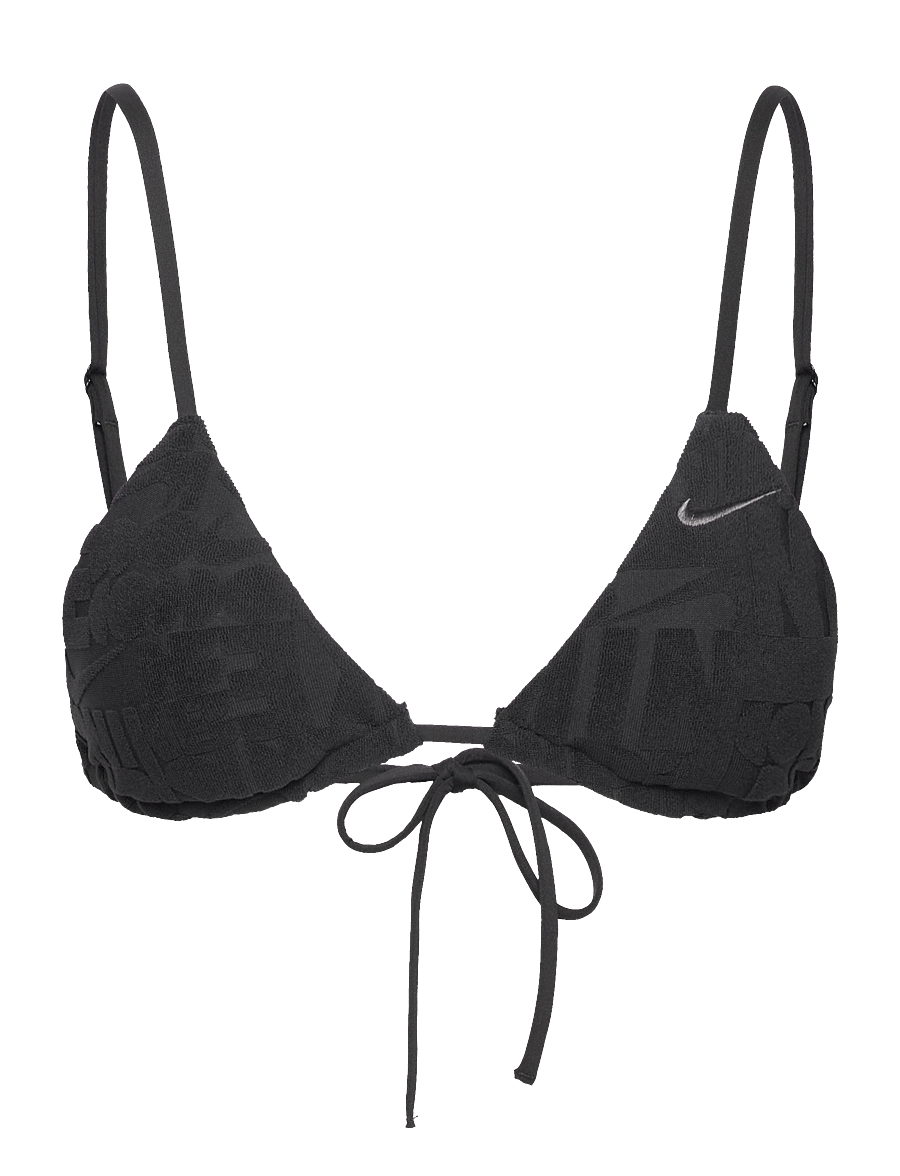 NIKE SWIM - Nike W Terry Bikini Top Retro Flow - trikampio formos bikinio liemenėlės - black - 1
