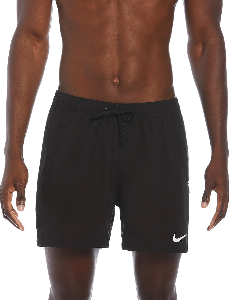 NIKE SWIM - Nike Logo Tape Lap 5" Volley Short - badehosen - black - 0