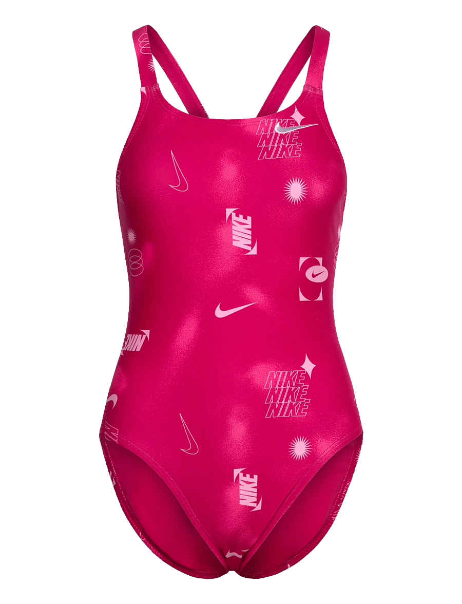 NIKE SWIM - Nike Hydrastrong Multi Print Fastback One Piece - sports swimwear - rush pink - 1