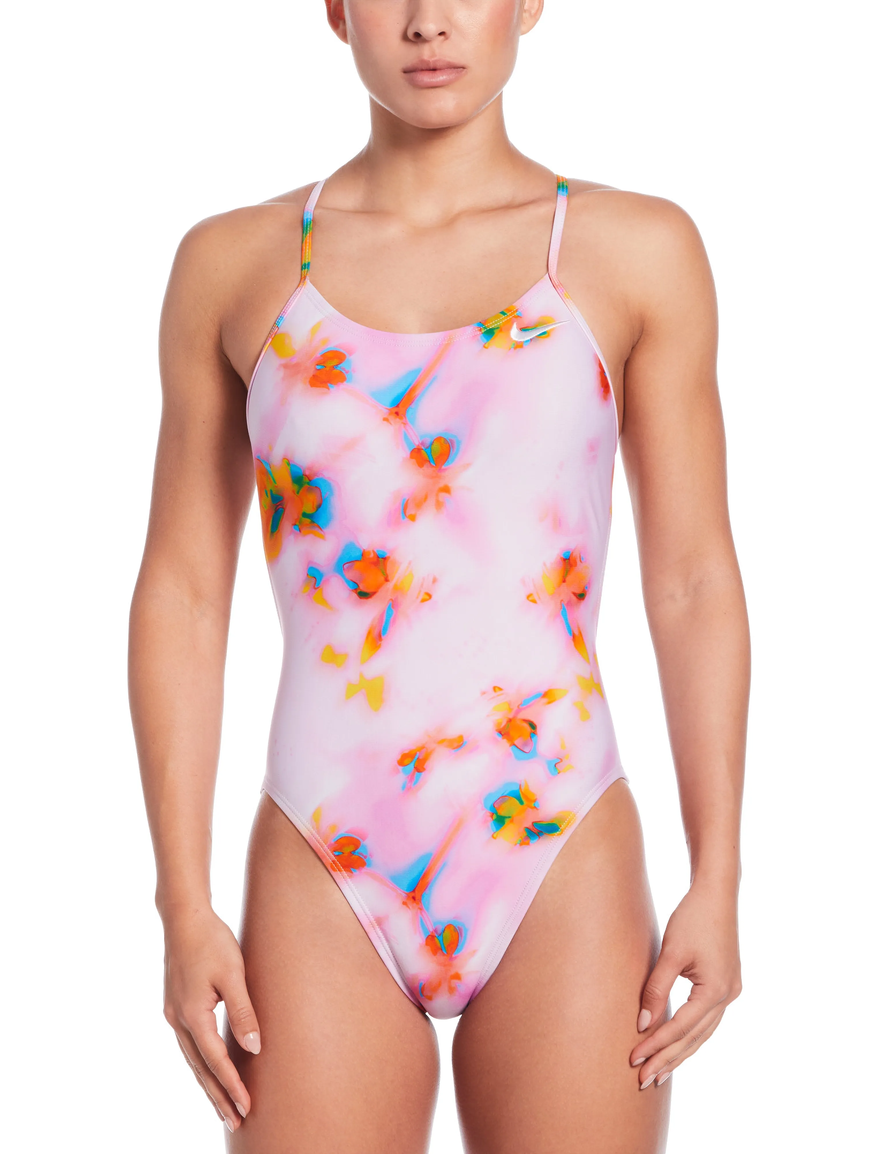 NIKE SWIM Nike Hydrastrong Multi Print Cutout One Piece, 38, Sport Bademode, Rosa - Swimsuits, Frauen