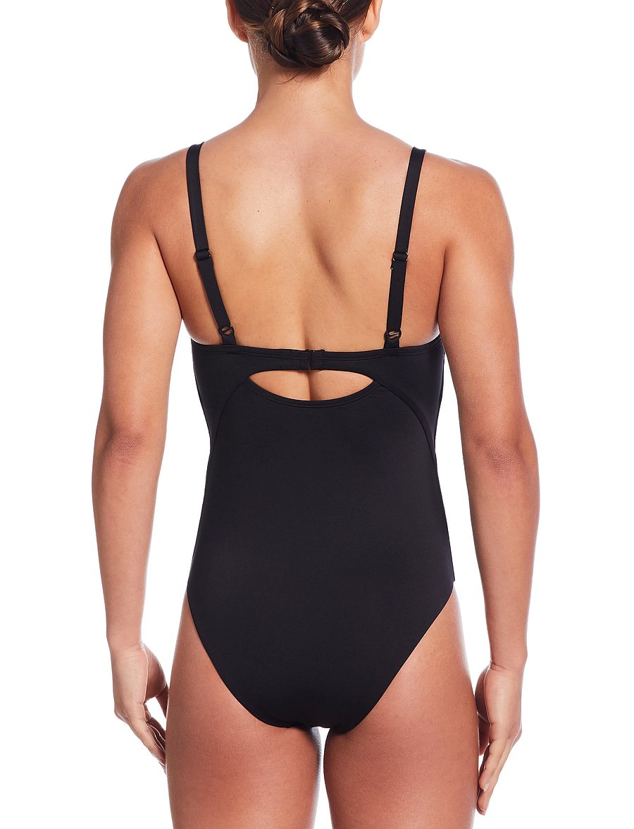 NIKE SWIM - Nike Essential V Neck One Piece - spordi ujumisriided - black - 3