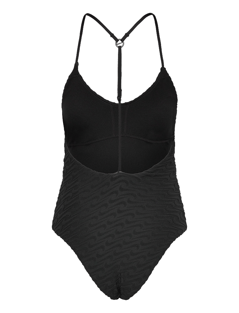 NIKE SWIM - Nike Swoosh Terry Towelling V Neck One Piece - sportiga badkläder - black - 2