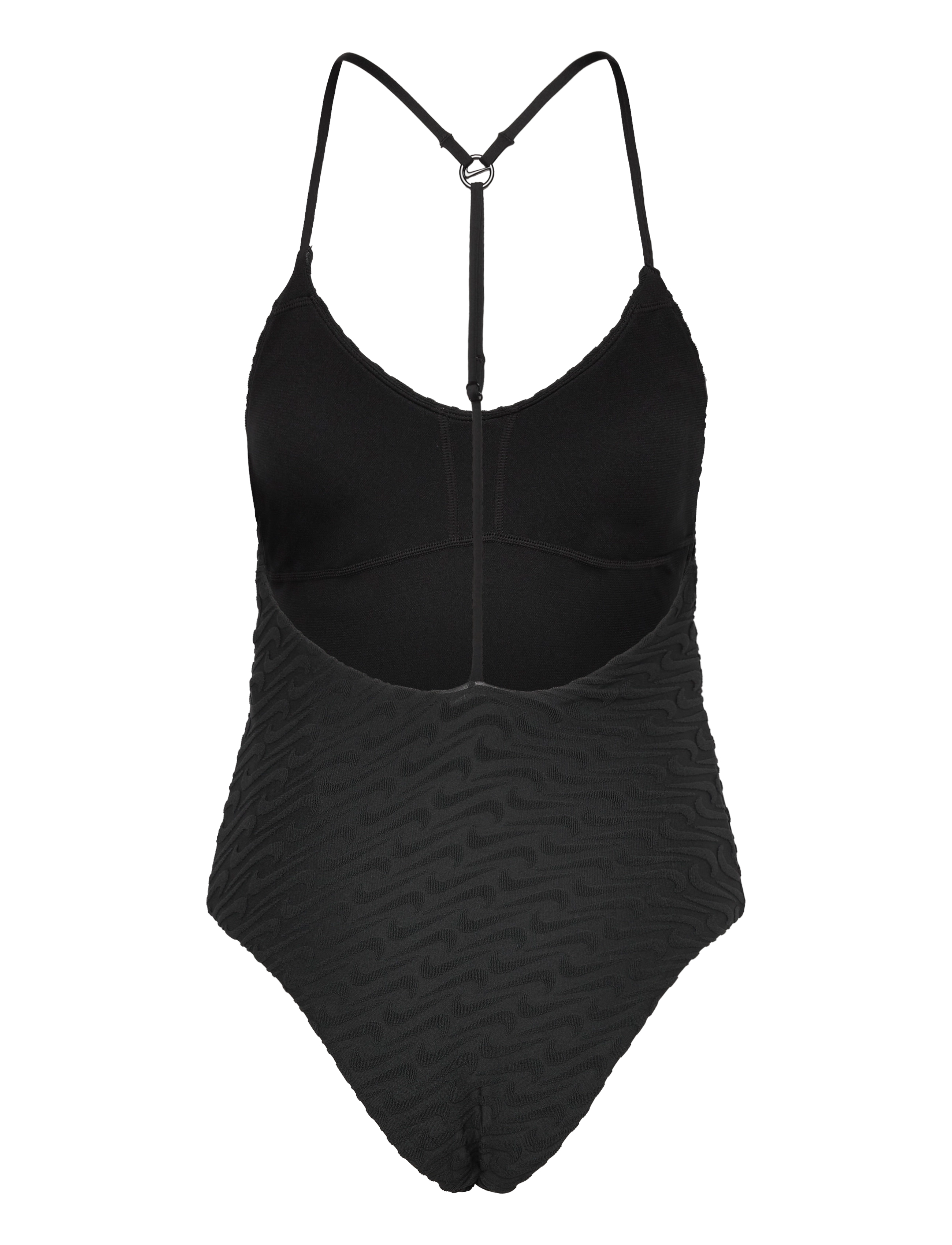 NIKE SWIM - Nike Swoosh Terry Towelling V Neck One Piece - sports swimwear - black - 2