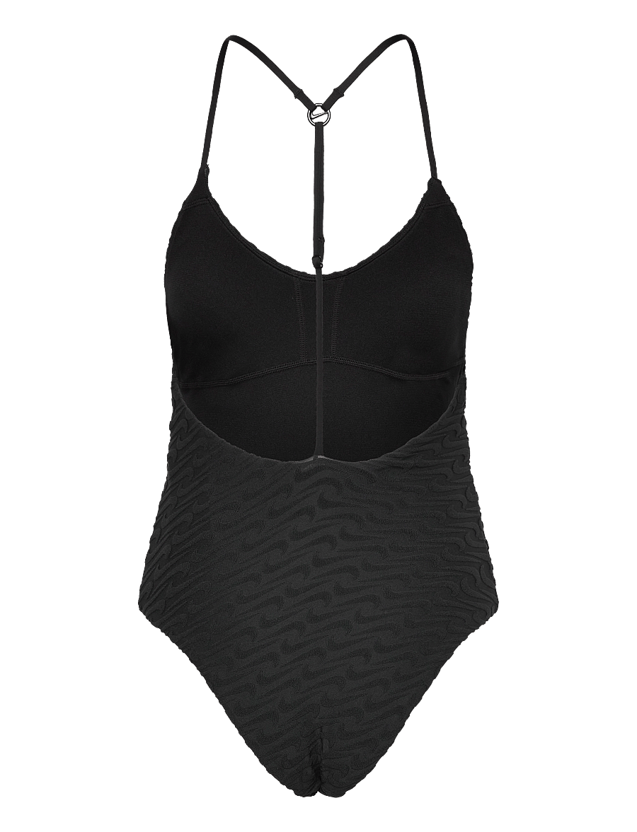 NIKE SWIM - Nike Swoosh Terry Towelling V Neck One Piece - sport-bademode - black - 2