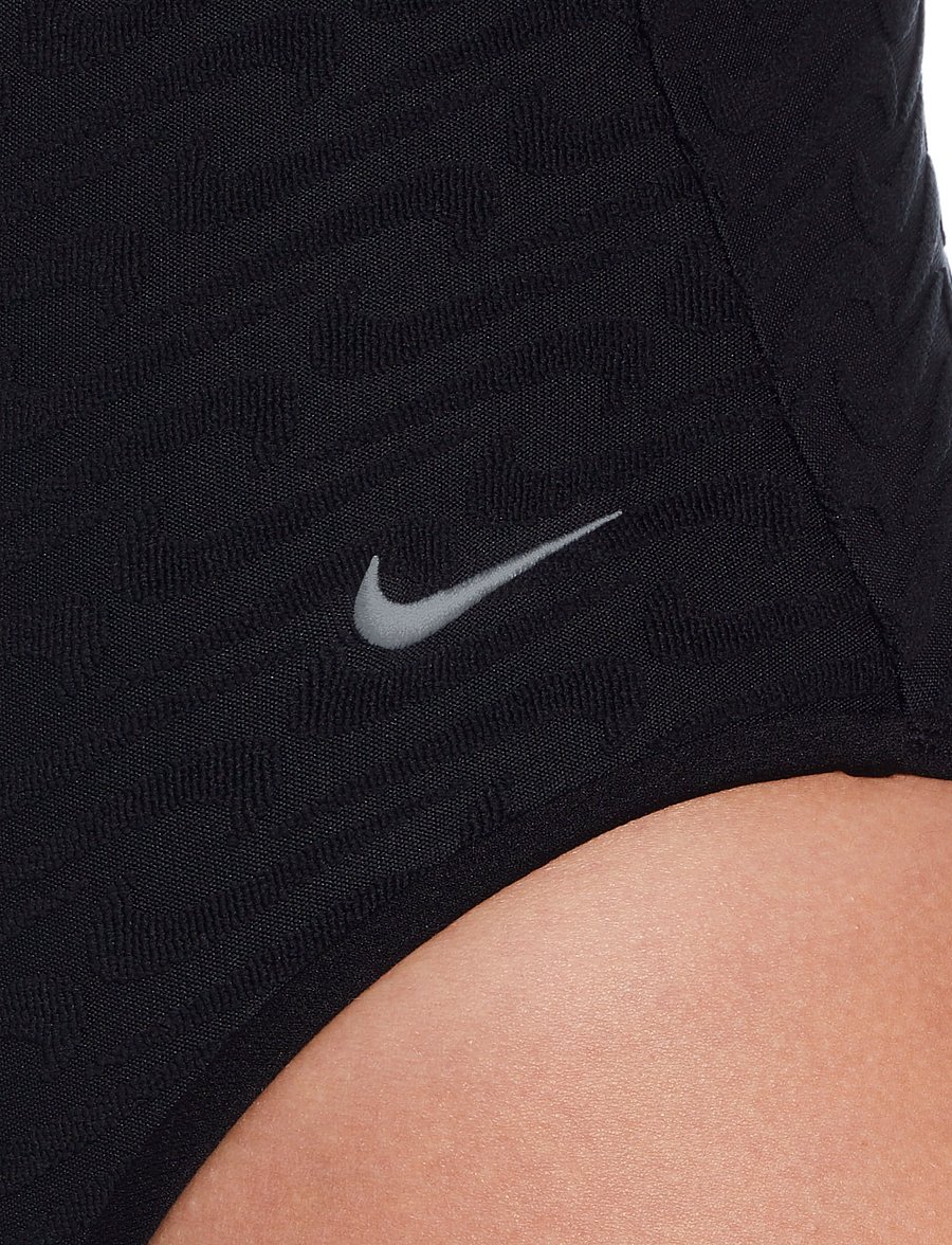 NIKE SWIM - Nike Swoosh Terry Towelling V Neck One Piece - sport-bademode - black - 5