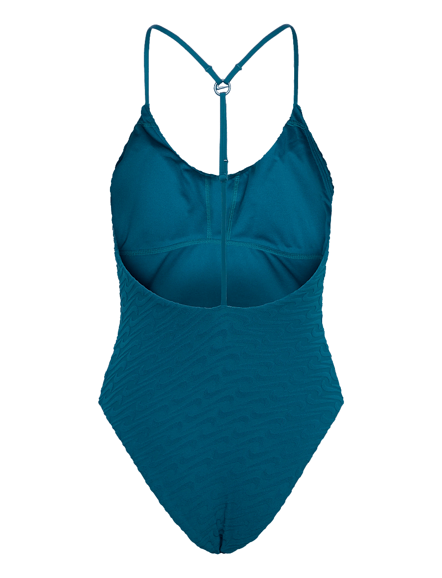 NIKE SWIM - Nike Swoosh Terry Towelling V Neck One Piece - sport-bademode - green abyss - 1
