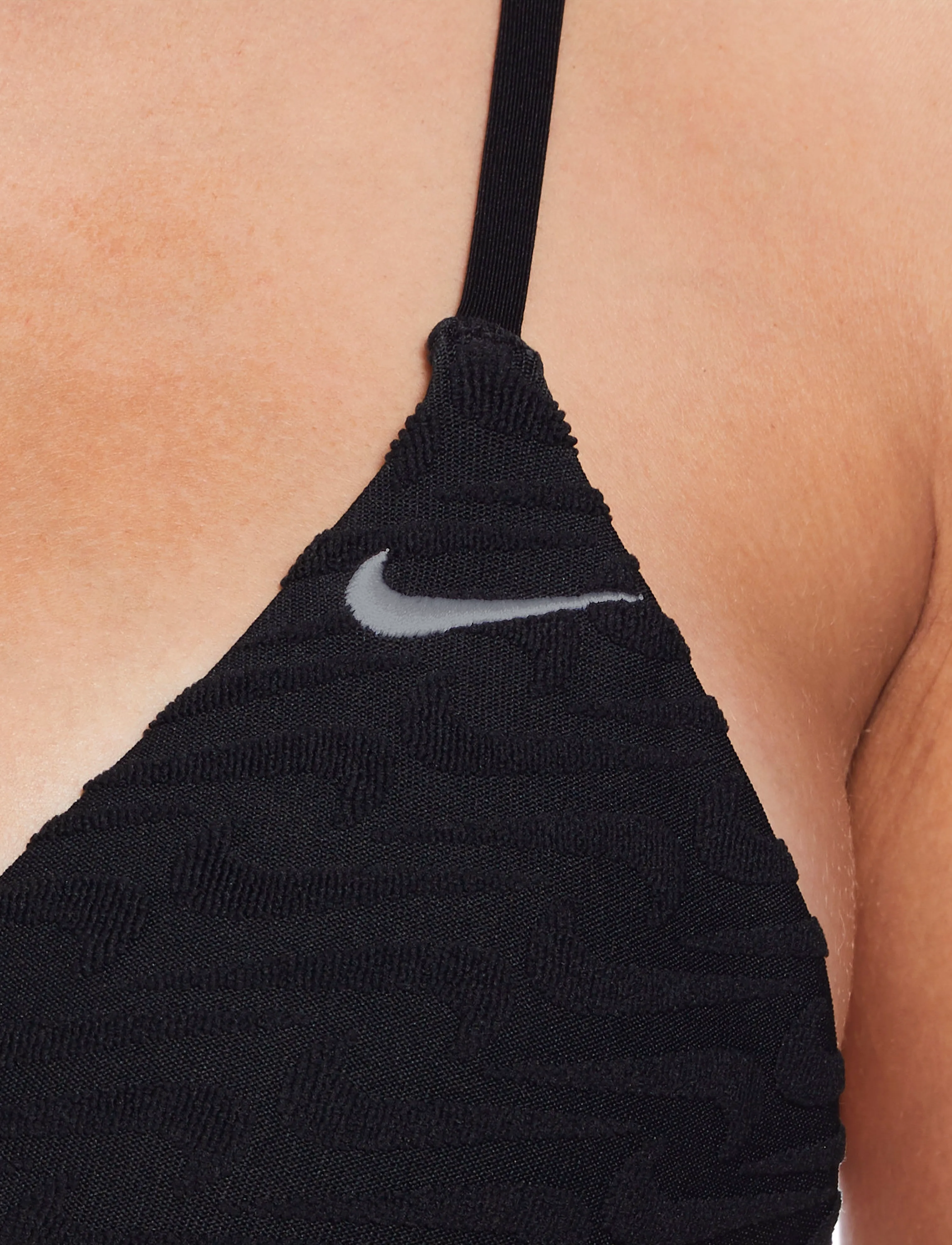 NIKE SWIM - Nike Swoosh Terry Towelling Triangle Bikini Top - sportsbadetøj - black - 4