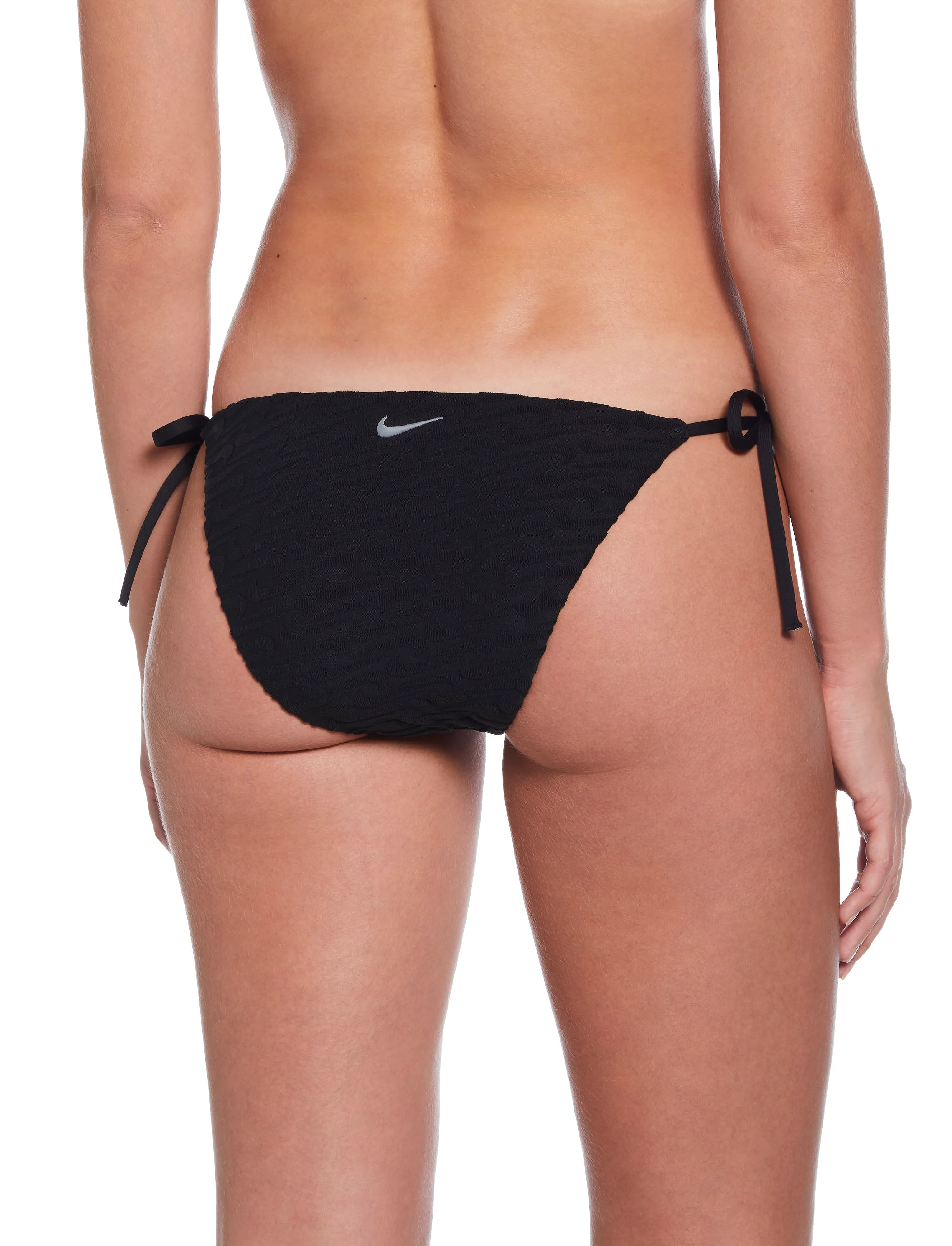 NIKE SWIM - Nike Swoosh Terry Towelling String Bikini Bottom - bikinier - black - 3