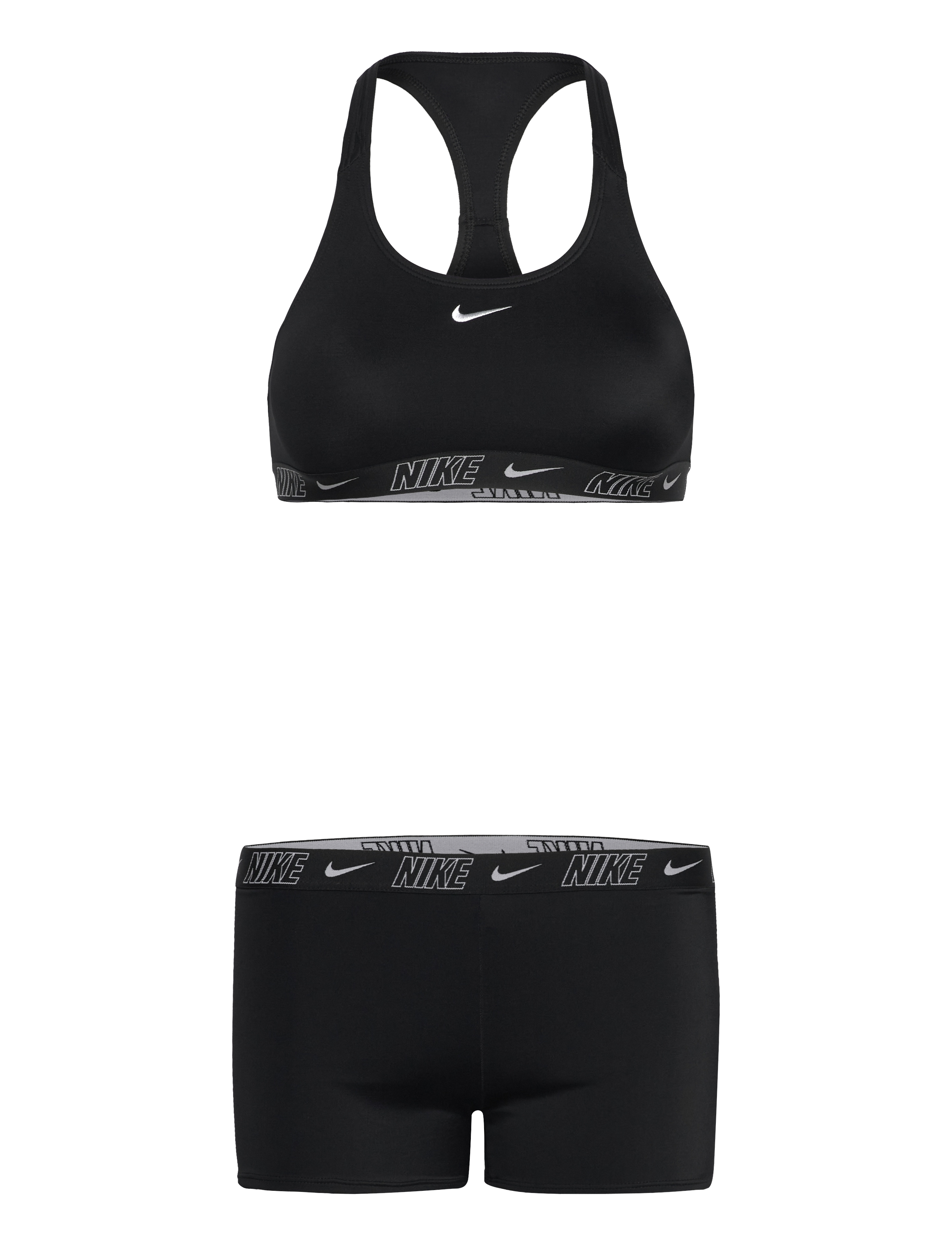 NIKE SWIM Nike Logo Tape Racerback Kurz Set Schwarz - 120-130 - Kinder